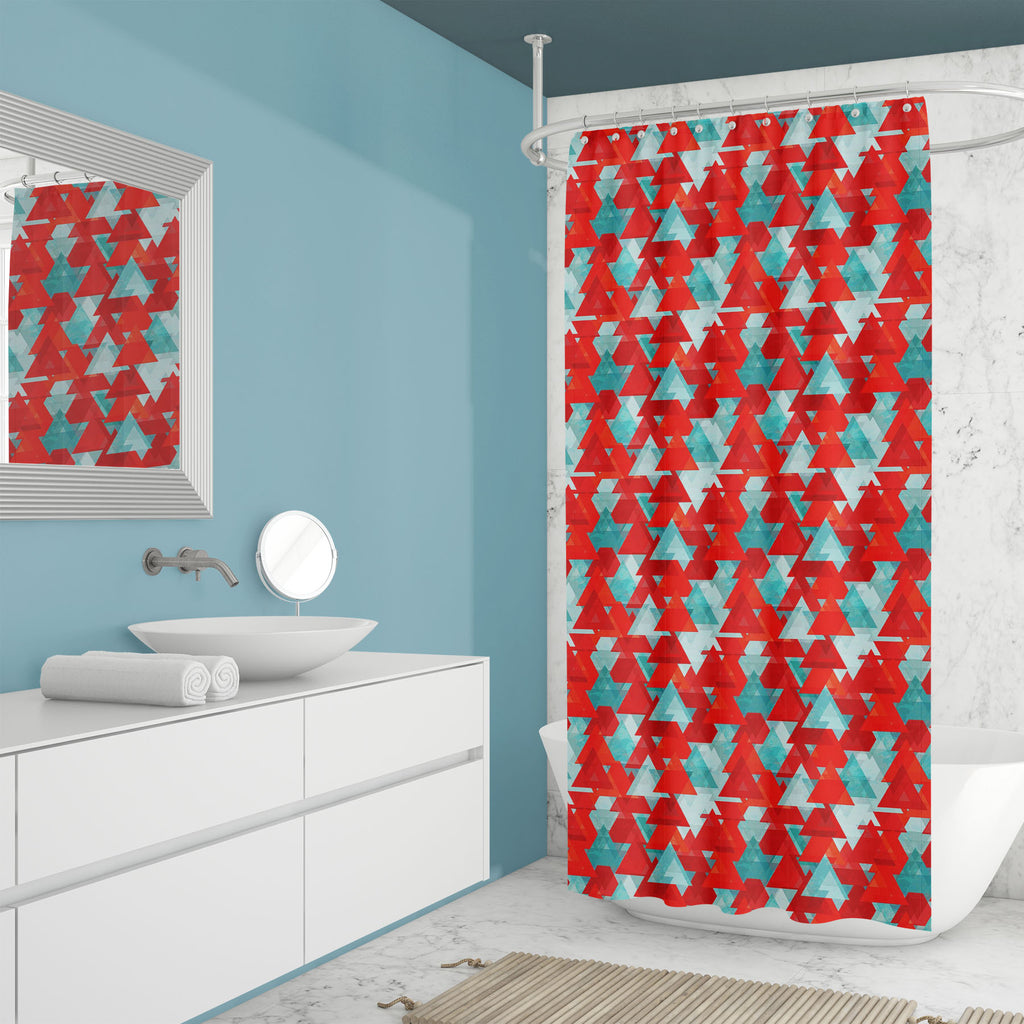 Red Grunge Triangle Washable Waterproof Shower Curtain-Shower Curtains-CUR_SH_EL-IC 5007934 IC 5007934, Abstract Expressionism, Abstracts, Ancient, Art and Paintings, Decorative, Diamond, Digital, Digital Art, Fashion, Geometric, Geometric Abstraction, Graphic, Hipster, Historical, Illustrations, Medieval, Modern Art, Patterns, Retro, Semi Abstract, Signs, Signs and Symbols, Triangles, Vintage, red, grunge, triangle, washable, waterproof, shower, curtain, abstract, art, backdrop, background, blue, colorful,