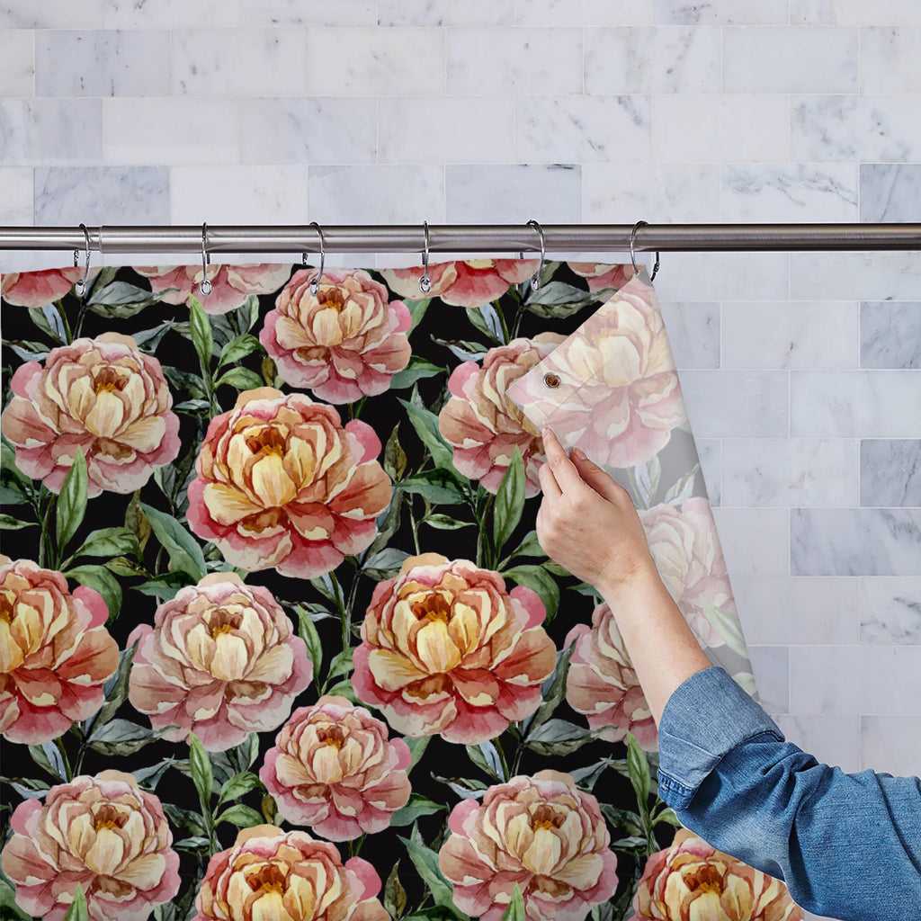 Watercolor Floral Peonies Washable Waterproof Shower Curtain-Shower Curtains-CUR_SH_EL-IC 5007938 IC 5007938, Abstract Expressionism, Abstracts, Art and Paintings, Black, Black and White, Botanical, Decorative, Digital, Digital Art, Drawing, Floral, Flowers, Graphic, Illustrations, Modern Art, Nature, Paintings, Patterns, Retro, Scenic, Seasons, Semi Abstract, Signs, Signs and Symbols, Splatter, Symbols, Watercolour, White, watercolor, peonies, washable, waterproof, shower, curtain, abstract, art, backdrop,