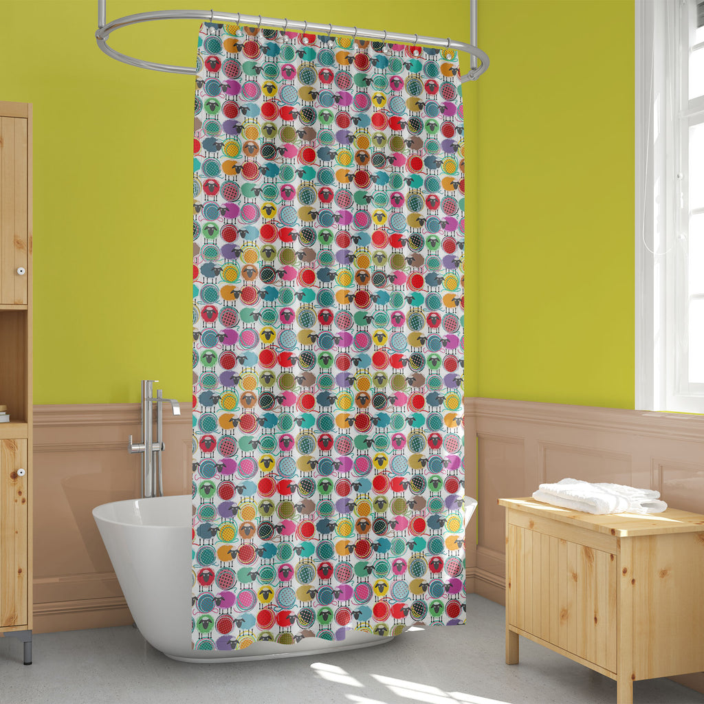 Colorful Sheep And Yarn Balls Washable Waterproof Shower Curtain-Shower Curtains-CUR_SH_EL-IC 5007944 IC 5007944, Abstract Expressionism, Abstracts, Animated Cartoons, Caricature, Cartoons, Decorative, Digital, Digital Art, Drawing, Graphic, Illustrations, Modern Art, Patterns, Retro, Semi Abstract, Signs, Signs and Symbols, colorful, sheep, and, yarn, balls, washable, waterproof, shower, curtain, knitting, pattern, seamless, ball, of, wool, knit, abstract, backdrop, background, cartoon, clew, craft, cute, 