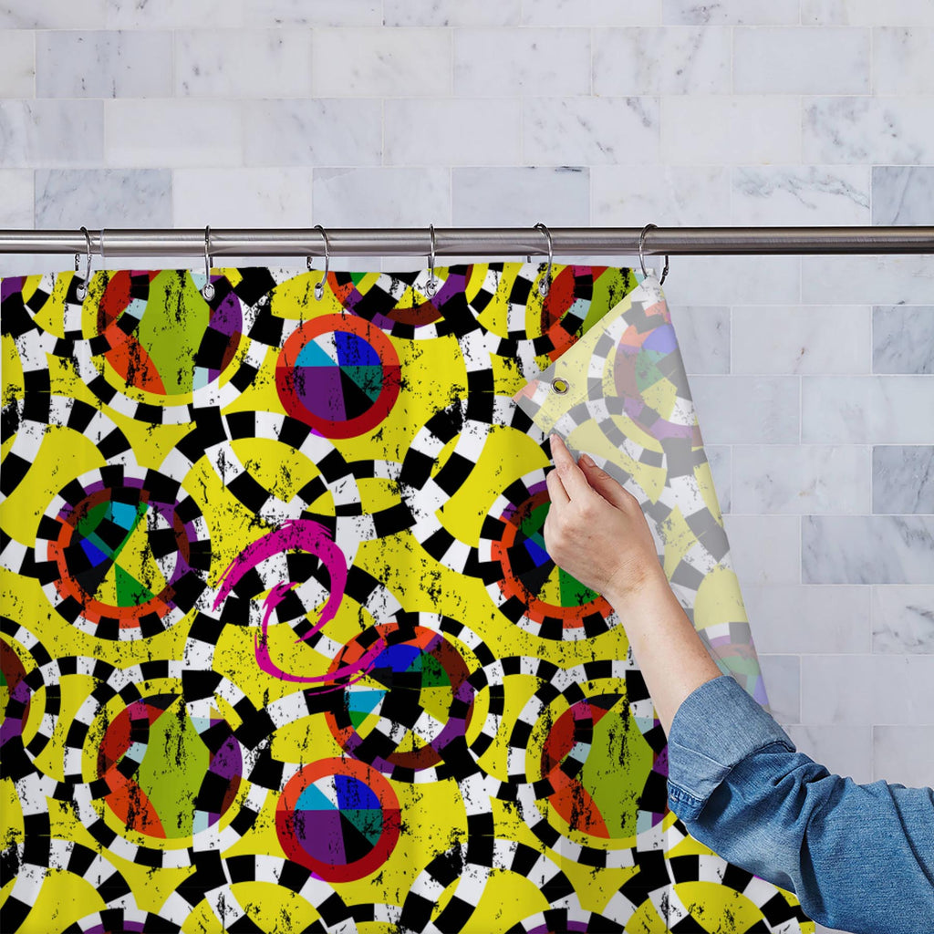 Circles, Strokes And Splashes Washable Waterproof Shower Curtain-Shower Curtains-CUR_SH_EL-IC 5007961 IC 5007961, Abstract Expressionism, Abstracts, Ancient, Black, Black and White, Botanical, Circle, Digital, Digital Art, Dots, Floral, Flowers, Geometric, Geometric Abstraction, Graphic, Historical, Illustrations, Medieval, Nature, Patterns, Pop Art, Retro, Semi Abstract, Signs, Signs and Symbols, Vintage, Watercolour, White, circles, strokes, and, splashes, washable, waterproof, shower, curtain, abstract, 