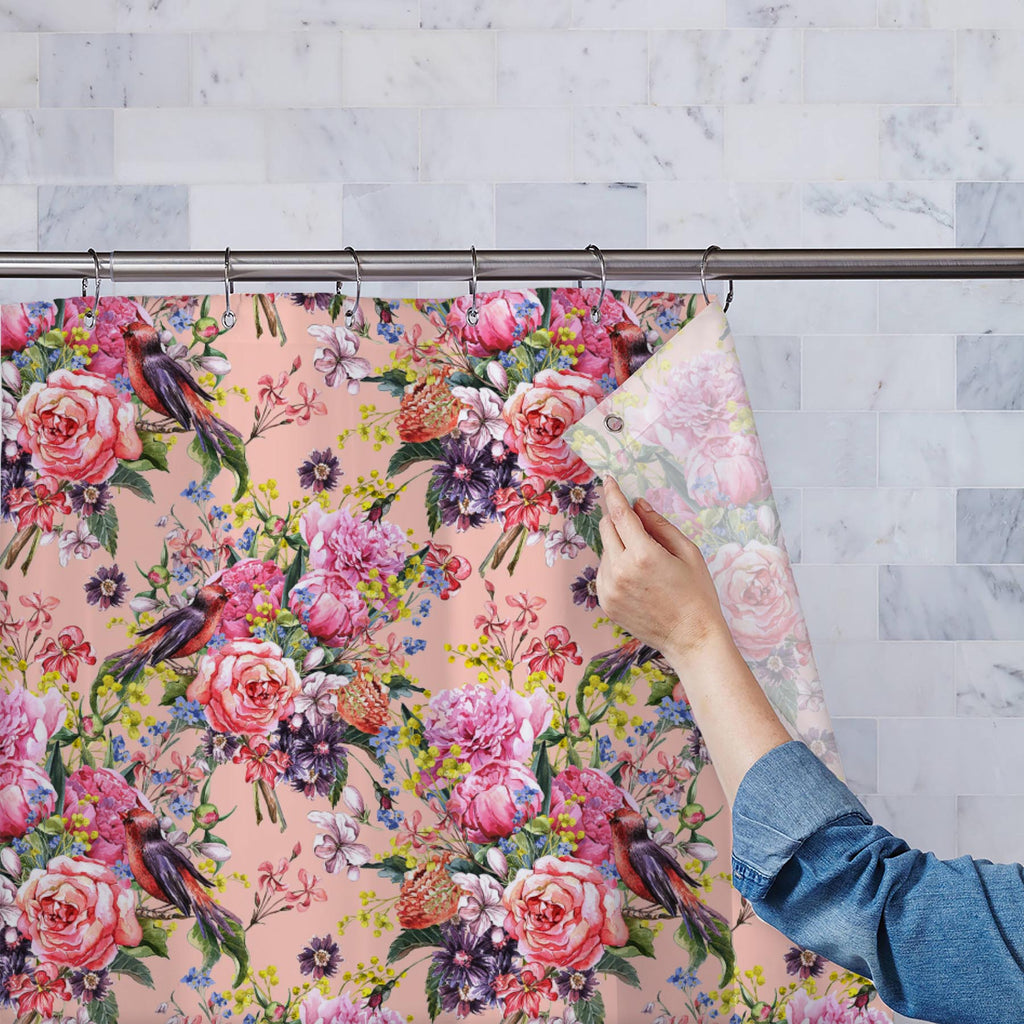 Floral Watercolor D2 Washable Waterproof Shower Curtain-Shower Curtains-CUR_SH_EL-IC 5007969 IC 5007969, Ancient, Birds, Botanical, Floral, Flowers, Historical, Illustrations, Love, Medieval, Nature, Patterns, Retro, Romance, Scenic, Vintage, Watercolour, watercolor, d2, washable, waterproof, shower, curtain, anniversary, background, bird, blossom, bouquet, card, flora, flower, gentle, greeting, illustration, invitation, mimosa, pattern, peony, petal, plant, romantic, rose, seamless, spring, summer, textile