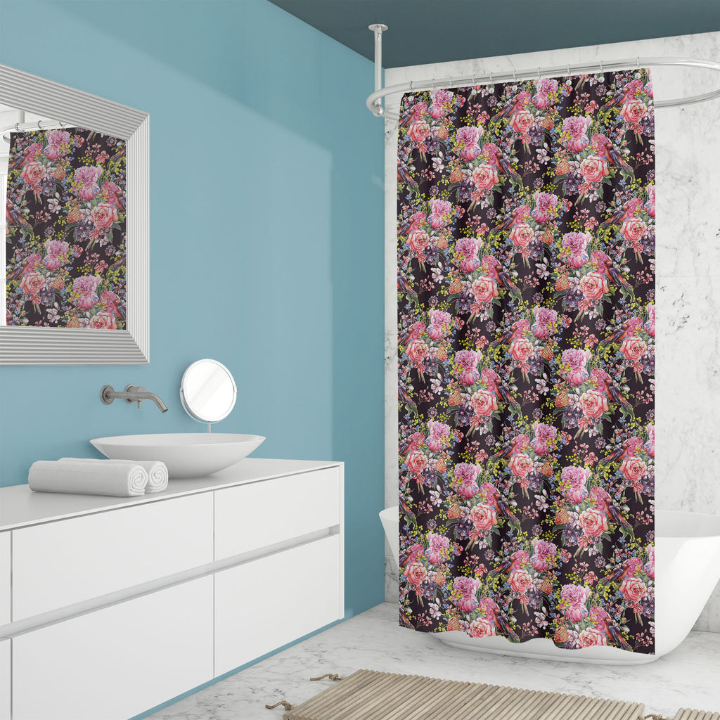 Floral Watercolor D3 Washable Waterproof Shower Curtain-Shower Curtains-CUR_SH_EL-IC 5007970 IC 5007970, Ancient, Birds, Botanical, Floral, Flowers, Historical, Illustrations, Love, Medieval, Nature, Patterns, Retro, Romance, Scenic, Vintage, Watercolour, watercolor, d3, washable, waterproof, shower, curtain, anniversary, background, bird, blossom, bouquet, card, flora, flower, gentle, greeting, illustration, invitation, mimosa, pattern, peony, petal, plant, romantic, rose, seamless, spring, summer, textile
