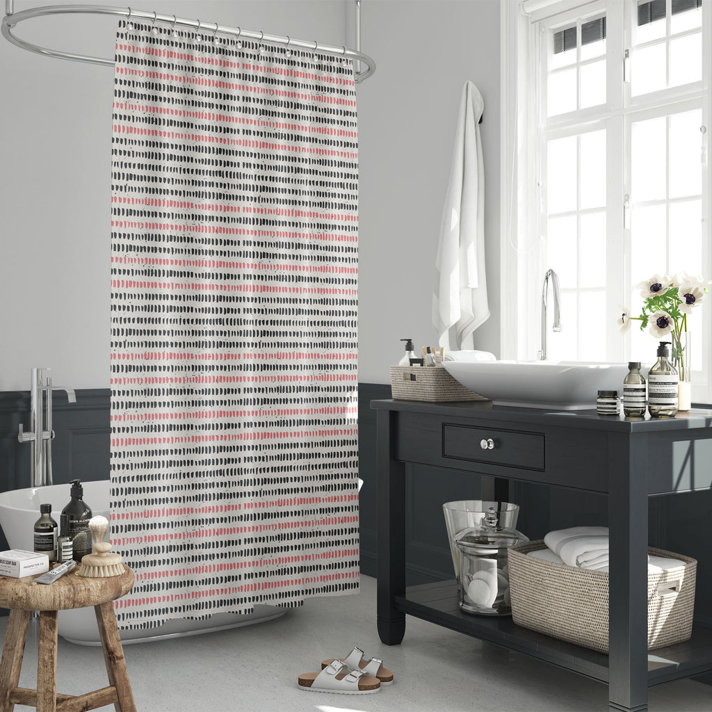 Brush Strokes In Gray And Pink Washable Waterproof Shower Curtain-Shower Curtains-CUR_SH_EL-IC 5007982 IC 5007982, Abstract Expressionism, Abstracts, Ancient, Black, Black and White, Digital, Digital Art, Geometric, Geometric Abstraction, Graphic, Hipster, Historical, Illustrations, Medieval, Patterns, Semi Abstract, Signs, Signs and Symbols, Vintage, brush, strokes, in, gray, and, pink, washable, waterproof, shower, curtain, abstract, background, card, color, colour, cool, creative, decoration, design, dis
