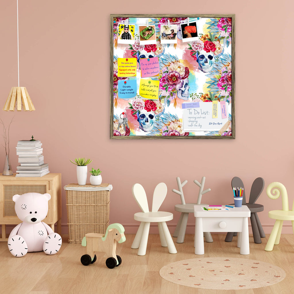 Ethnic Skull D2 Bulletin Board Notice Pin Board Soft Board | Framed-Bulletin Boards Framed-BLB_FR-IC 5007994 IC 5007994, Abstract Expressionism, Abstracts, Botanical, Culture, Ethnic, Floral, Flowers, Illustrations, Indian, Individuals, Nature, Patterns, Portraits, Semi Abstract, Signs and Symbols, Sketches, Splatter, Symbols, Traditional, Tribal, Watercolour, World Culture, skull, d2, bulletin, board, notice, pin, soft, framed, pattern, sugar, skulls, headdress, illustration, like, native, new, ornament, p