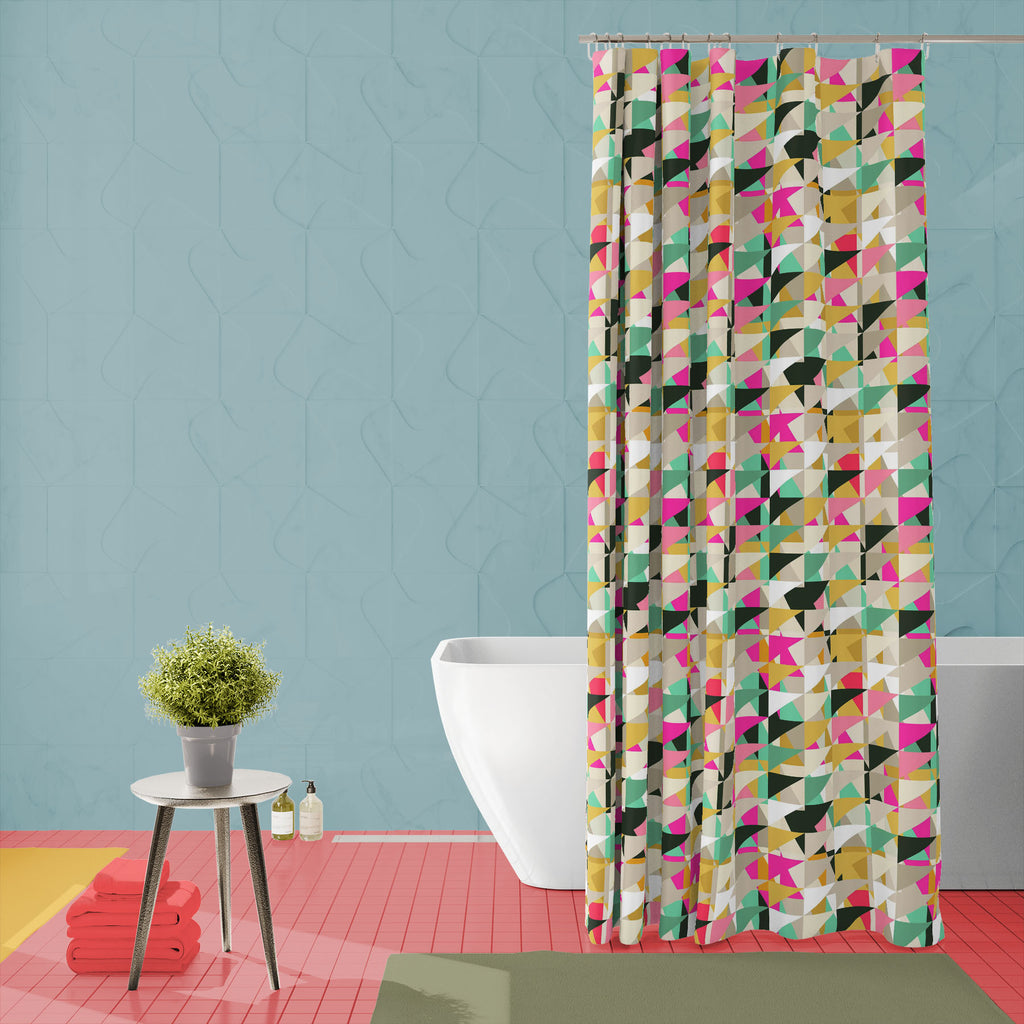 Retro Triangle D1 Washable Waterproof Shower Curtain-Shower Curtains-CUR_SH_EL-IC 5007995 IC 5007995, Abstract Expressionism, Abstracts, Ancient, Art and Paintings, Decorative, Digital, Digital Art, Drawing, Fashion, Geometric, Geometric Abstraction, Graphic, Grid Art, Historical, Illustrations, Medieval, Modern Art, Patterns, Retro, Semi Abstract, Signs, Signs and Symbols, Triangles, Vintage, triangle, d1, washable, waterproof, shower, curtain, abstract, art, backdrop, background, banner, card, cell, cloth