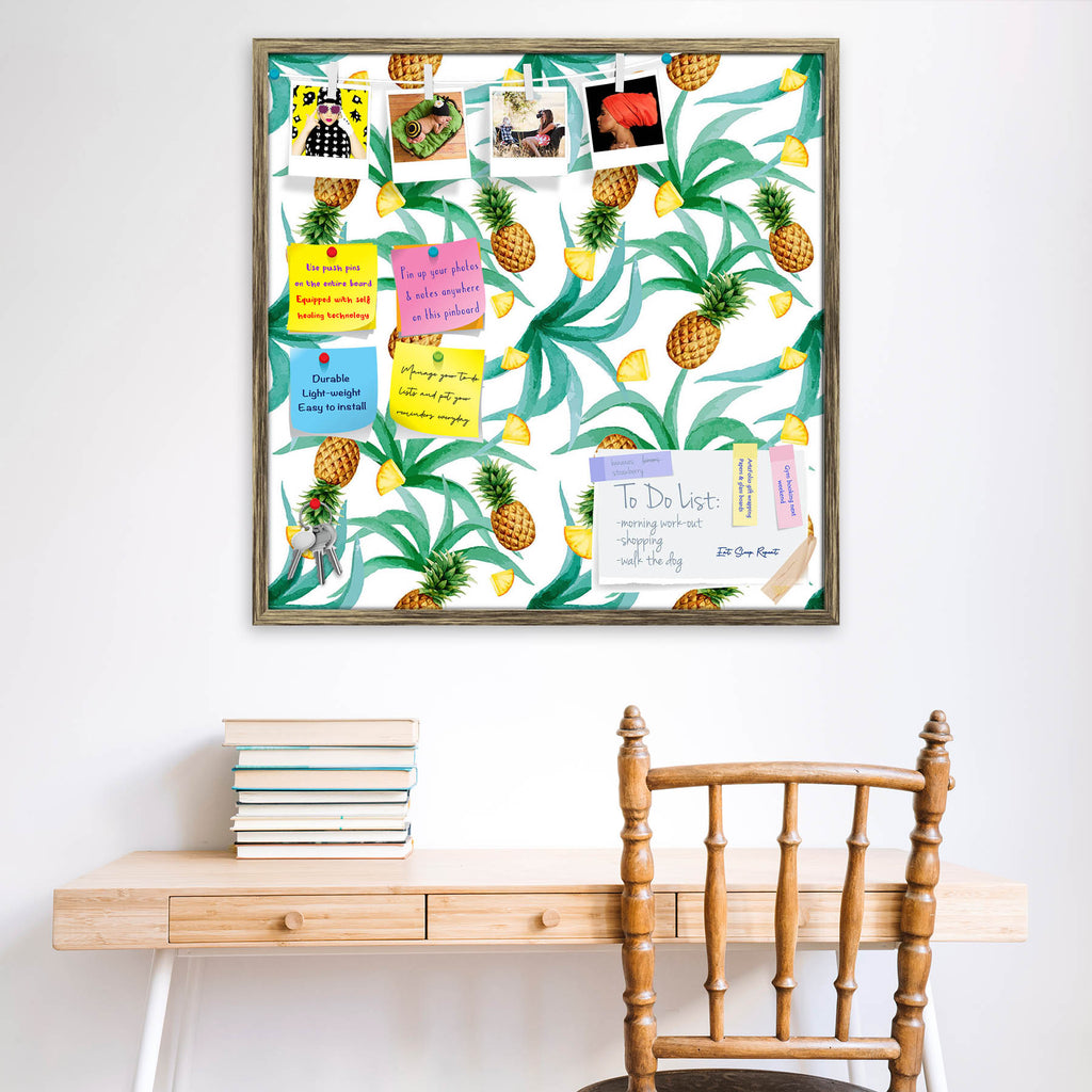 Pineapple And Leaves Bulletin Board Notice Pin Board Soft Board | Framed-Bulletin Boards Framed-BLB_FR-IC 5008001 IC 5008001, Abstract Expressionism, Abstracts, Ancient, Art and Paintings, Black and White, Botanical, Cuisine, Culture, Digital, Digital Art, Drawing, Ethnic, Floral, Flowers, Food, Food and Beverage, Food and Drink, Fruit and Vegetable, Fruits, Graphic, Hawaiian, Historical, Illustrations, Medieval, Nature, Paintings, Patterns, Scenic, Seasons, Semi Abstract, Signs, Signs and Symbols, Traditio