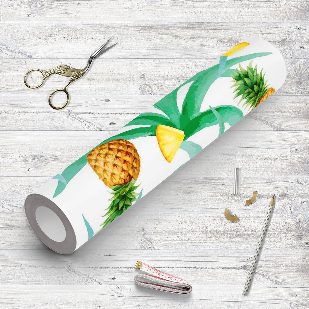 Pineapple And Leaves Wallpaper Roll-Wallpapers Peel & Stick-WAL_PA-IC 5008001 IC 5008001, Abstract Expressionism, Abstracts, Ancient, Art and Paintings, Black and White, Botanical, Cuisine, Culture, Digital, Digital Art, Drawing, Ethnic, Floral, Flowers, Food, Food and Beverage, Food and Drink, Fruit and Vegetable, Fruits, Graphic, Hawaiian, Historical, Illustrations, Medieval, Nature, Paintings, Patterns, Scenic, Seasons, Semi Abstract, Signs, Signs and Symbols, Traditional, Tribal, Tropical, Vintage, Wate