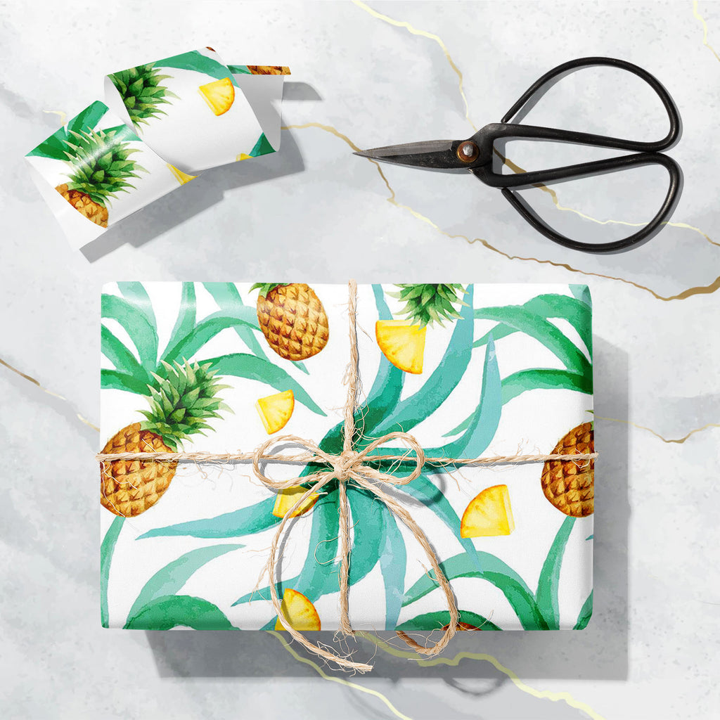Pineapple And Leaves Art & Craft Gift Wrapping Paper-Wrapping Papers-WRP_PP-IC 5008001 IC 5008001, Abstract Expressionism, Abstracts, Ancient, Art and Paintings, Black and White, Botanical, Cuisine, Culture, Digital, Digital Art, Drawing, Ethnic, Floral, Flowers, Food, Food and Beverage, Food and Drink, Fruit and Vegetable, Fruits, Graphic, Hawaiian, Historical, Illustrations, Medieval, Nature, Paintings, Patterns, Scenic, Seasons, Semi Abstract, Signs, Signs and Symbols, Traditional, Tribal, Tropical, Vint