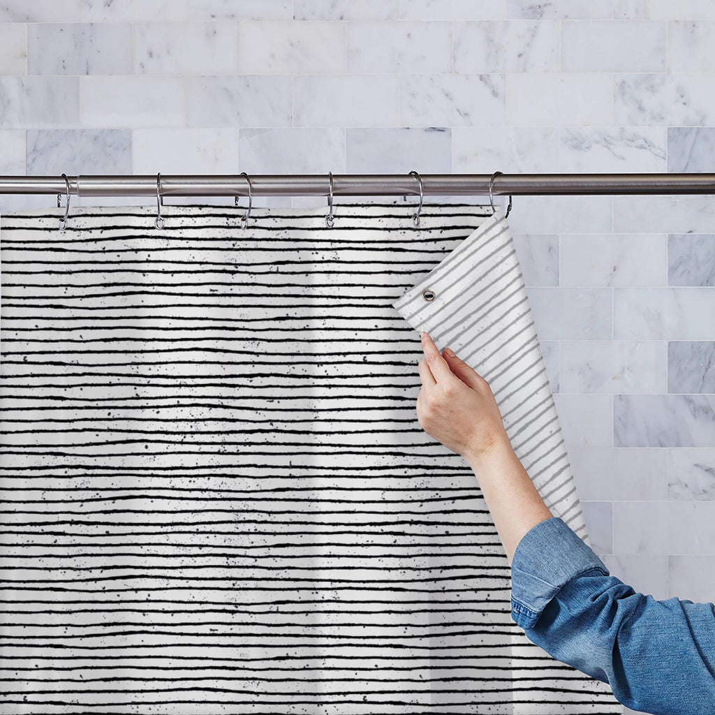 Black And Off-White Stripes D2 Washable Waterproof Shower Curtain-Shower Curtains-CUR_SH_EL-IC 5008009 IC 5008009, Abstract Expressionism, Abstracts, Ancient, Black, Black and White, Chevron, Digital, Digital Art, Geometric, Geometric Abstraction, Graphic, Hipster, Historical, Illustrations, Medieval, Patterns, Semi Abstract, Signs, Signs and Symbols, Stripes, Triangles, Vintage, and, off-white, d2, washable, waterproof, shower, curtain, abstract, background, brush, card, cool, decoration, design, distresse