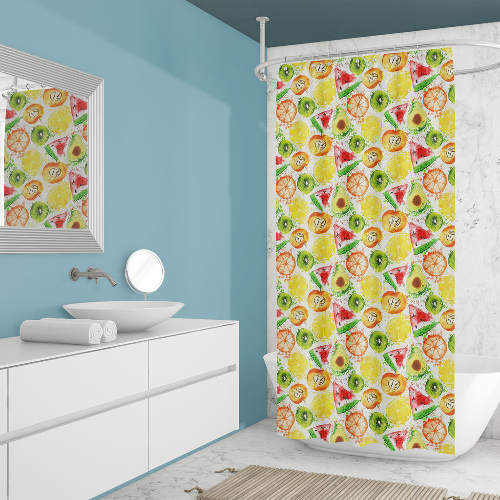 Watercolor Fruits Art Washable Waterproof Shower Curtain-Shower Curtains-CUR_SH_EL-IC 5008019 IC 5008019, Ancient, Art and Paintings, Beverage, Cuisine, Dance, Digital, Digital Art, Drawing, Food, Food and Beverage, Food and Drink, Fruit and Vegetable, Fruits, Graphic, Historical, Kitchen, Medieval, Music and Dance, Nature, Patterns, Scenic, Sketches, Splatter, Vintage, Watercolour, watercolor, art, washable, waterproof, shower, curtain, fruit, background, pattern, seamless, juice, abundance, apple, avocado