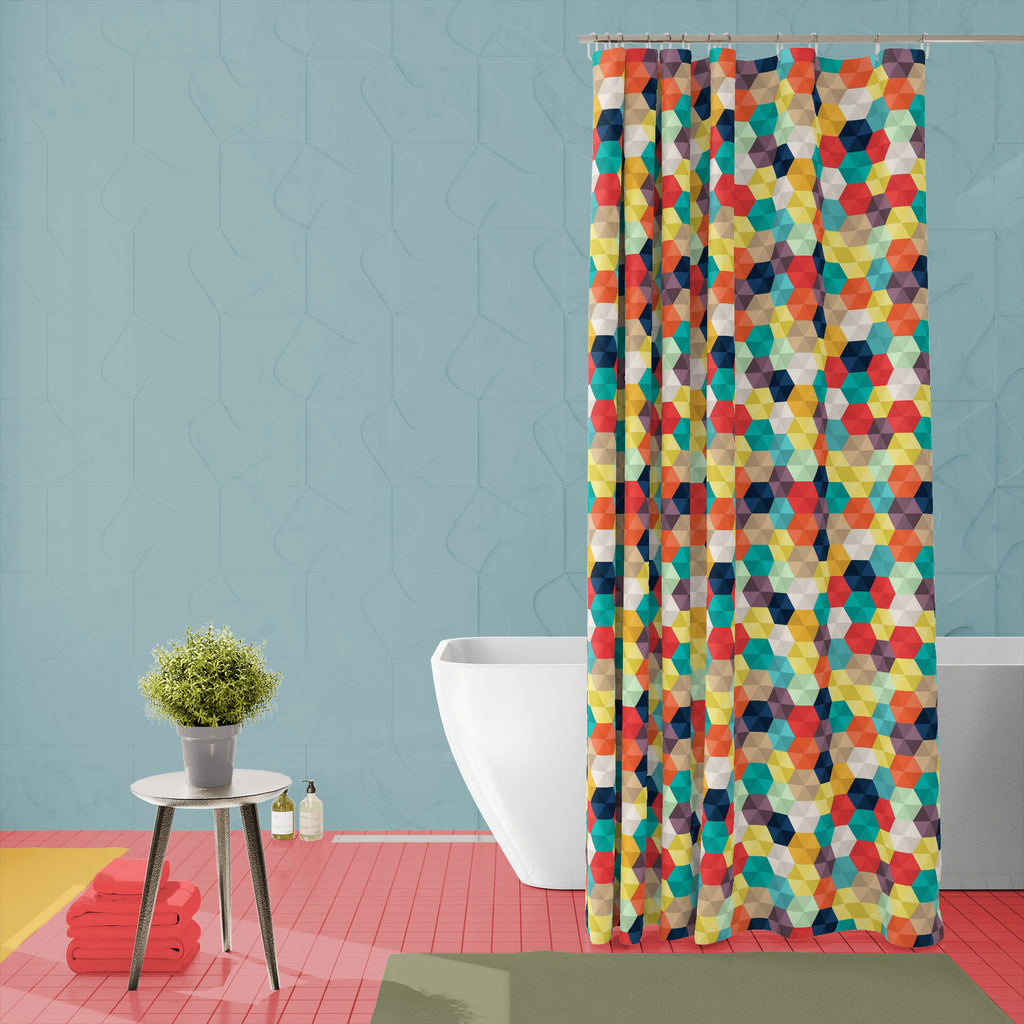 Colorful Hexagons D1 Washable Waterproof Shower Curtain-Shower Curtains-CUR_SH_EL-IC 5008031 IC 5008031, Abstract Expressionism, Abstracts, Art and Paintings, Geometric, Geometric Abstraction, Hexagon, Honeycomb, Patterns, Semi Abstract, Triangles, colorful, hexagons, d1, washable, waterproof, shower, curtain, abstract, art, background, bright, miscellaneous, ornate, pattern, seamless, sparse, triangle, unusual, wallpaper, artzfolio, shower curtain, bathroom curtain, eyelet shower curtain, waterproof shower