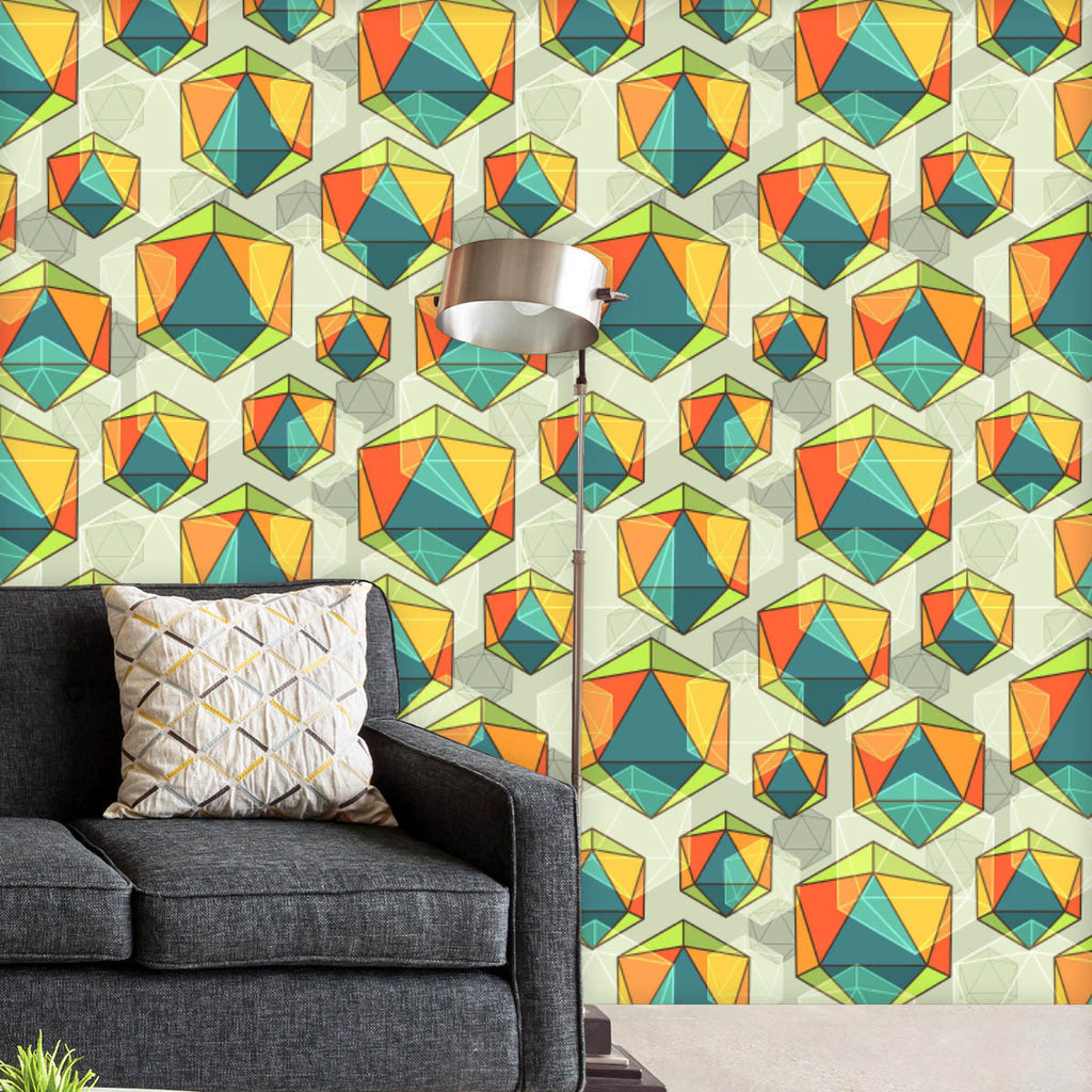 Colorful Icosahedrons Wallpaper Roll-Wallpapers Peel & Stick-WAL_PA-IC 5008032 IC 5008032, Abstract Expressionism, Abstracts, Art and Paintings, Geometric, Geometric Abstraction, Patterns, Semi Abstract, Triangles, colorful, icosahedrons, wallpaper, roll, abstract, art, background, crystal, icosahedron, miscellaneous, ornament, ornate, pattern, prism, seamless, sparse, triangle, unusual, artzfolio, wallpapers for bedroom, wall papers full sheet for living room, wallpapers for home, pvc wallpaper, peel stick