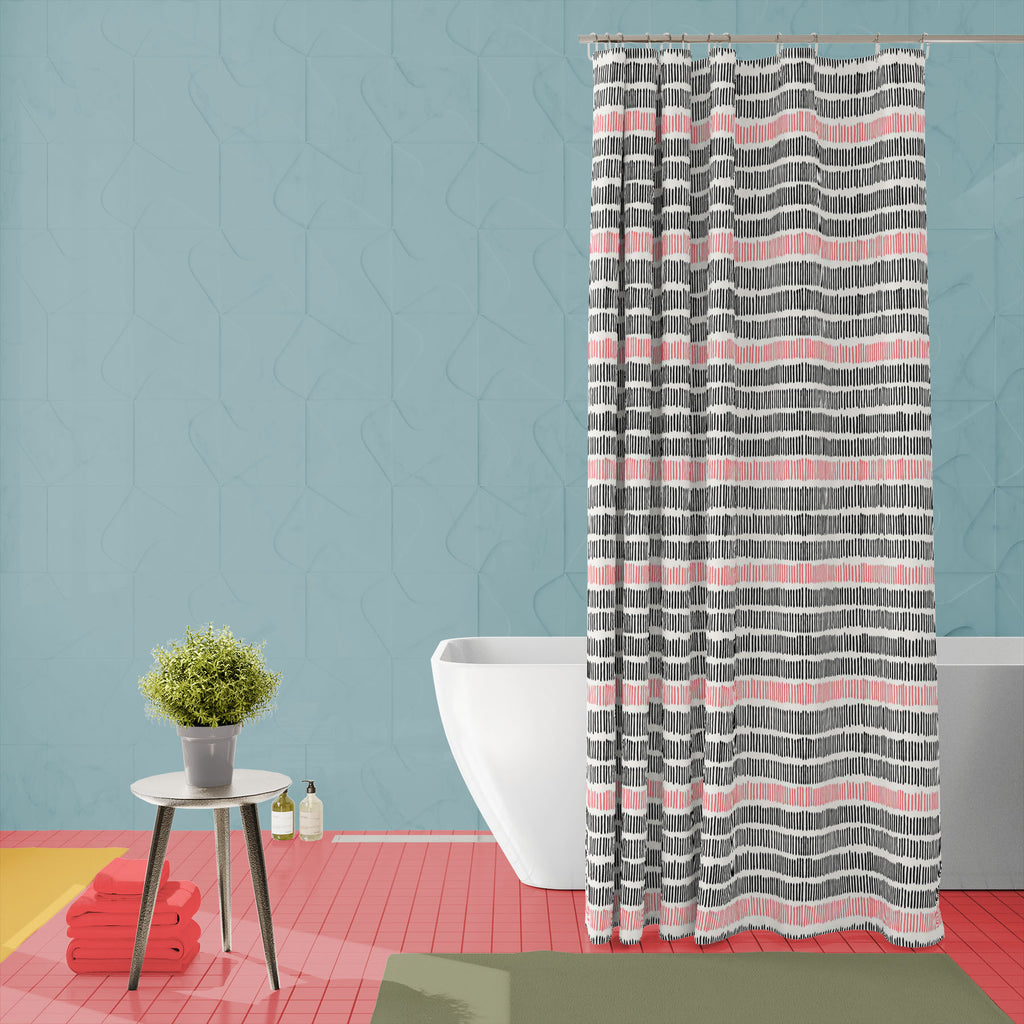 Abstract Lines D1 Washable Waterproof Shower Curtain - Shower Curtains - ArtzFolio.com