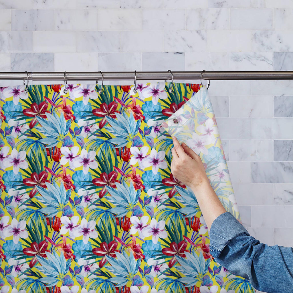 Watercolor Lily Hibiscus Washable Waterproof Shower Curtain-Shower Curtains-CUR_SH_EL-IC 5008041 IC 5008041, Art and Paintings, Black and White, Botanical, Fashion, Floral, Flowers, Hawaiian, Illustrations, Nature, Paintings, Patterns, Scenic, Signs, Signs and Symbols, Tropical, Watercolour, White, watercolor, lily, hibiscus, washable, waterproof, shower, curtain, background, beautiful, bright, colorful, design, drawn, exotic, flower, garden, illustration, jungle, leaf, like, new, painting, palm, paradise, 