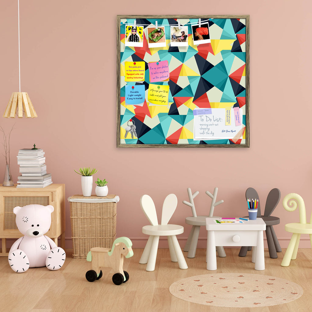 Abstract Colorful Triangle Bulletin Board Notice Pin Board Soft Board | Framed - Bulletin Boards Framed - ArtzFolio.com