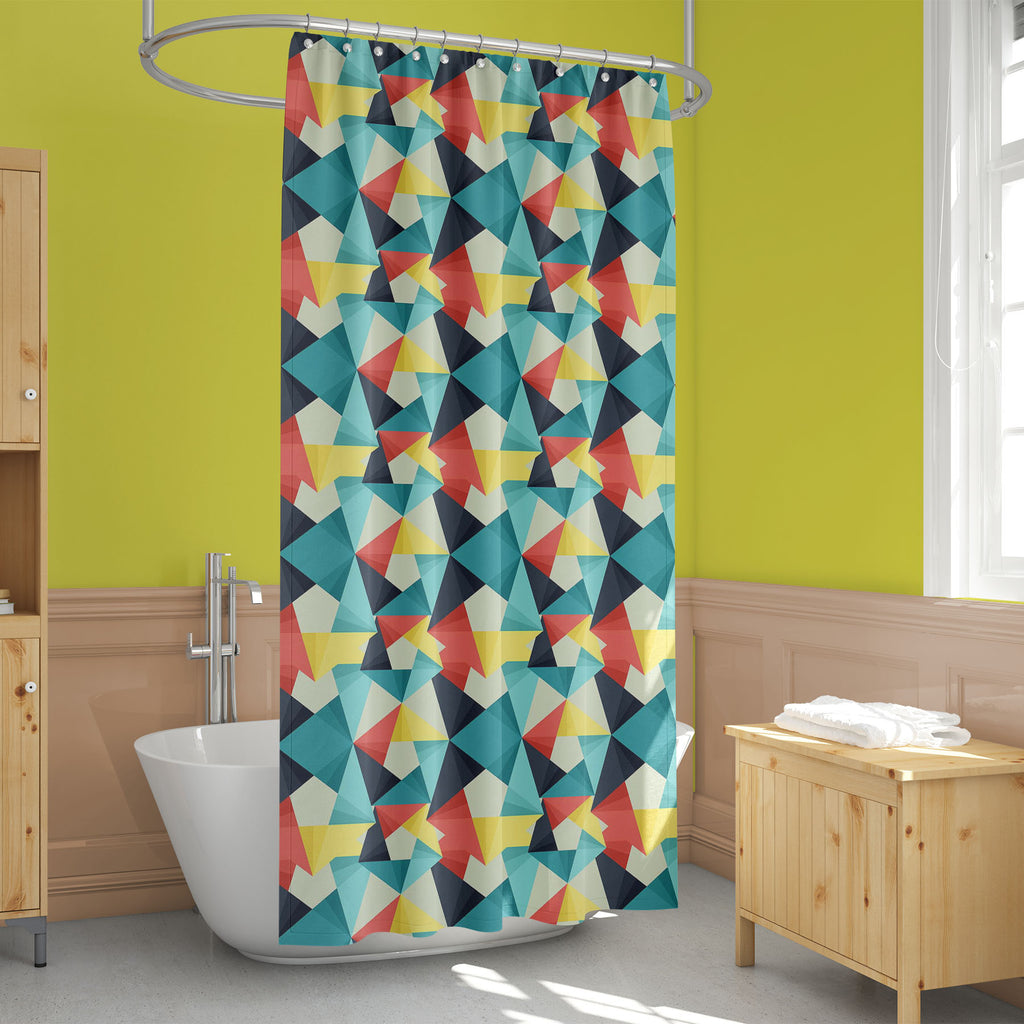 Abstract Colorful Triangle Washable Waterproof Shower Curtain - Shower Curtains - ArtzFolio.com