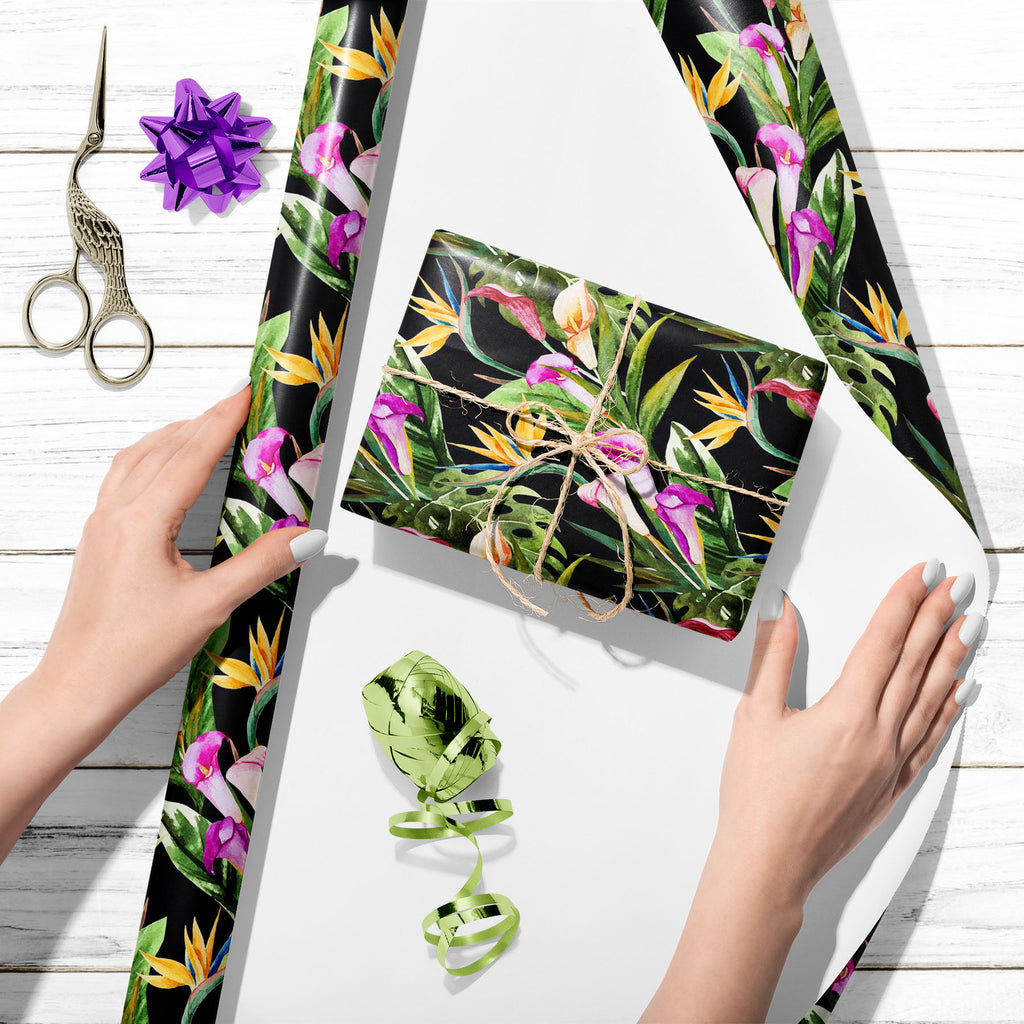 Tropical Watercolor Flowers D2 Art & Craft Gift Wrapping Paper-Wrapping Papers-WRP_PP-IC 5008047 IC 5008047, Art and Paintings, Botanical, Digital, Digital Art, Floral, Flowers, Graphic, Hawaiian, Illustrations, Nature, Patterns, Scenic, Signs, Signs and Symbols, Tropical, Watercolour, watercolor, d2, art, craft, gift, wrapping, paper, aloha, background, beautiful, bright, calla, colorful, decoration, design, exotic, flower, green, hawaii, illustration, jungle, leaf, leaves, like, lilies, new, painted, palm