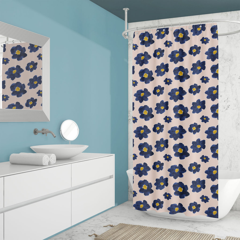 Blue Flowers Pattern Washable Waterproof Shower Curtain-Shower Curtains-CUR_SH_EL-IC 5008052 IC 5008052, Abstract Expressionism, Abstracts, Ancient, Art and Paintings, Botanical, Digital, Digital Art, Floral, Flowers, Graphic, Historical, Illustrations, Medieval, Nature, Patterns, Semi Abstract, Signs, Signs and Symbols, Vintage, blue, pattern, washable, waterproof, shower, curtain, flower, hand, drawn, abstract, art, artwork, background, brush, card, color, cool, creative, decoration, design, element, grap