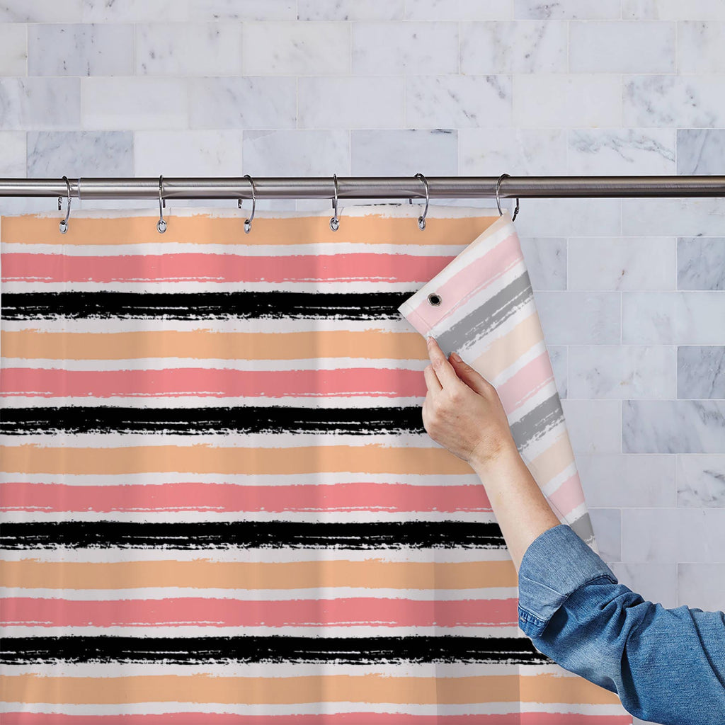 Brush Stripes D1 Washable Waterproof Shower Curtain-Shower Curtains-CUR_SH_EL-IC 5008053 IC 5008053, Abstract Expressionism, Abstracts, Ancient, Art and Paintings, Digital, Digital Art, Graphic, Historical, Illustrations, Medieval, Modern Art, Patterns, Semi Abstract, Signs, Signs and Symbols, Stripes, Vintage, brush, d1, washable, waterproof, shower, curtain, abstract, art, background, card, color, cool, creative, decoration, design, drawn, element, graphics, greeting, hand, horizontal, illustration, ink, 