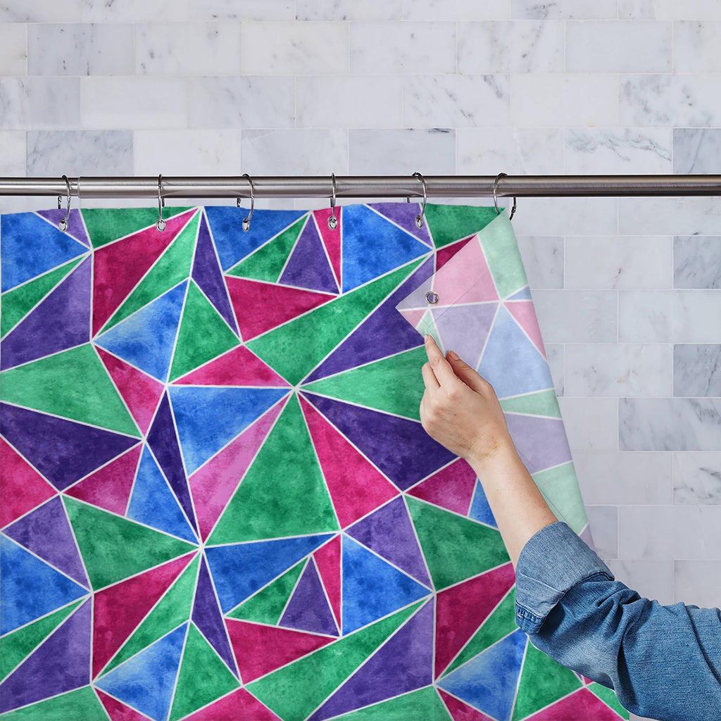 Watercolor Triangular Pattern D1 Washable Waterproof Shower Curtain-Shower Curtains-CUR_SH_EL-IC 5008082 IC 5008082, Abstract Expressionism, Abstracts, Ancient, Art and Paintings, Decorative, Digital, Digital Art, Drawing, Geometric, Geometric Abstraction, Graphic, Historical, Illustrations, Medieval, Patterns, Retro, Semi Abstract, Signs, Signs and Symbols, Triangles, Vintage, Watercolour, watercolor, triangular, pattern, d1, washable, waterproof, shower, curtain, abstract, artistic, artwork, backdrop, bac