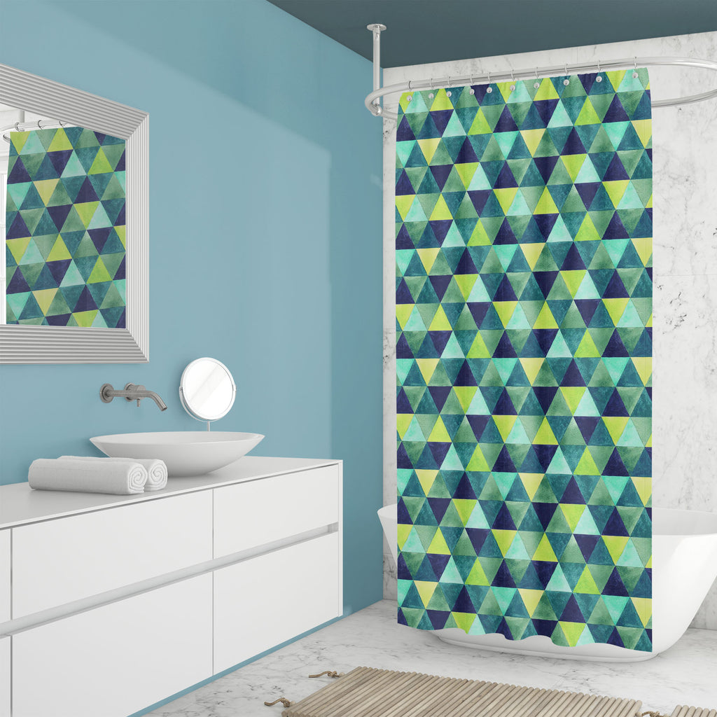 Watercolor Triangular Pattern D2 Washable Waterproof Shower Curtain-Shower Curtains-CUR_SH_EL-IC 5008083 IC 5008083, Abstract Expressionism, Abstracts, Ancient, Art and Paintings, Decorative, Digital, Digital Art, Drawing, Geometric, Geometric Abstraction, Graphic, Historical, Illustrations, Medieval, Patterns, Retro, Semi Abstract, Signs, Signs and Symbols, Triangles, Vintage, Watercolour, watercolor, triangular, pattern, d2, washable, waterproof, shower, curtain, abstract, artistic, artwork, backdrop, bac