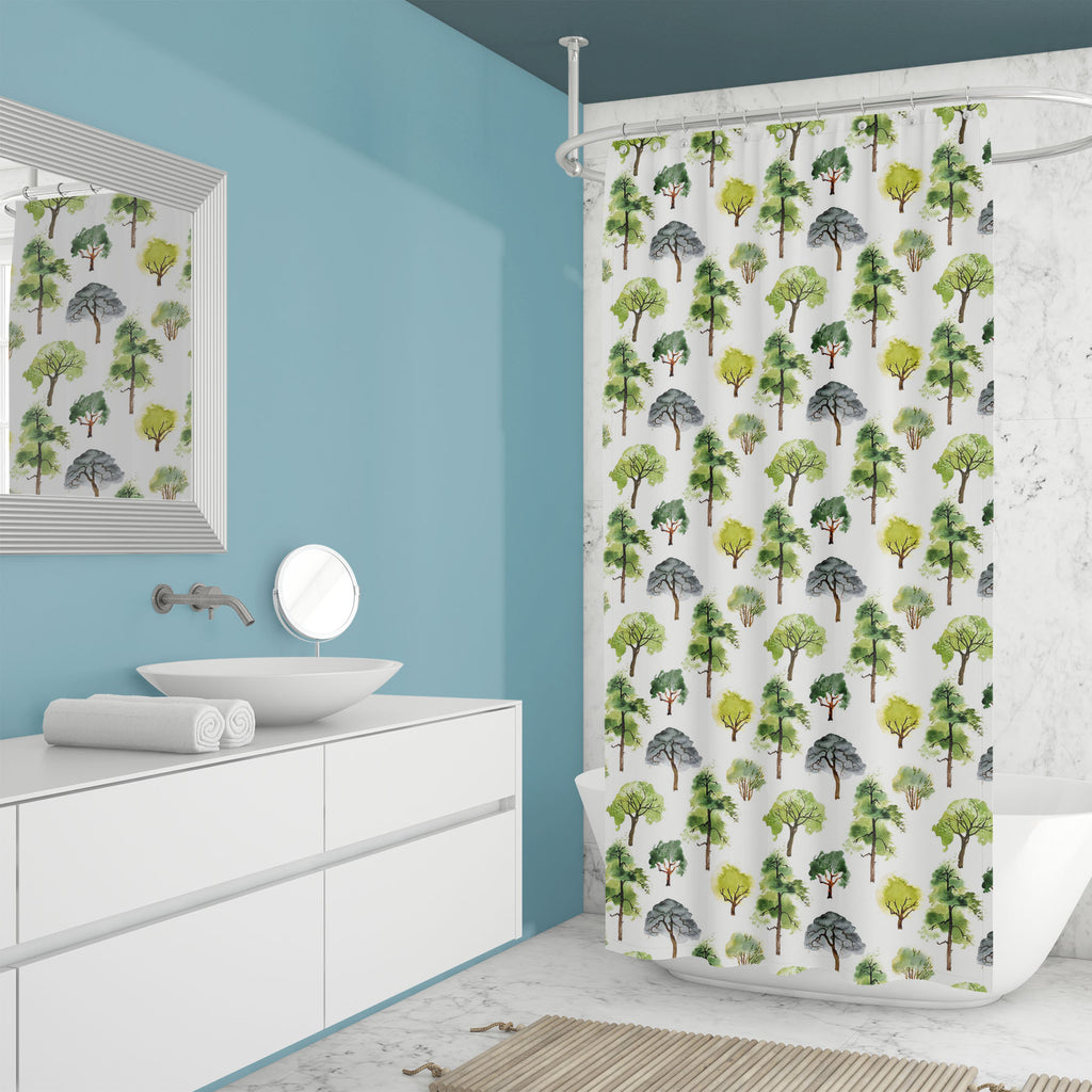 Watercolor Trees Pattern Washable Waterproof Shower Curtain-Shower Curtains-CUR_SH_EL-IC 5008087 IC 5008087, Art and Paintings, Black and White, Digital, Digital Art, Drawing, Graphic, Icons, Illustrations, Nature, Paintings, Patterns, Scenic, Seasons, Signs, Signs and Symbols, Symbols, Watercolour, White, watercolor, trees, pattern, washable, waterproof, shower, curtain, tree, pine, silhouette, apple, art, background, botany, branch, cherry, collection, concept, design, drawn, eco, ecology, environment, fo
