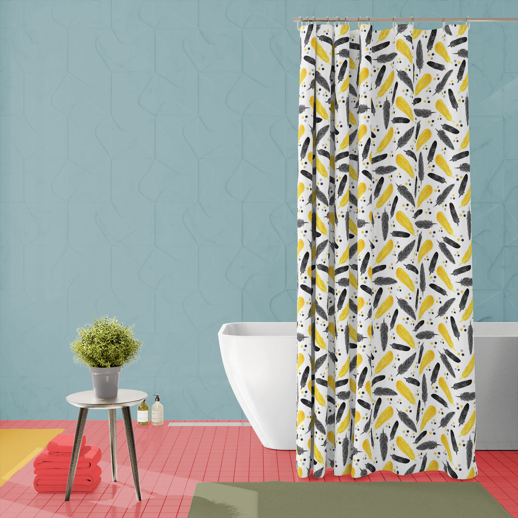 Watercolor Fashion Pattern Washable Waterproof Shower Curtain-Shower Curtains-CUR_SH_EL-IC 5008091 IC 5008091, Abstract Expressionism, Abstracts, Ancient, Art and Paintings, Birds, Black, Black and White, Culture, Drawing, Ethnic, Fashion, Historical, Illustrations, Medieval, Nature, Patterns, Scenic, Semi Abstract, Signs, Signs and Symbols, Traditional, Tribal, Vintage, Watercolour, White, World Culture, watercolor, pattern, washable, waterproof, shower, curtain, feather, yellow, feathers, textiles, abstra