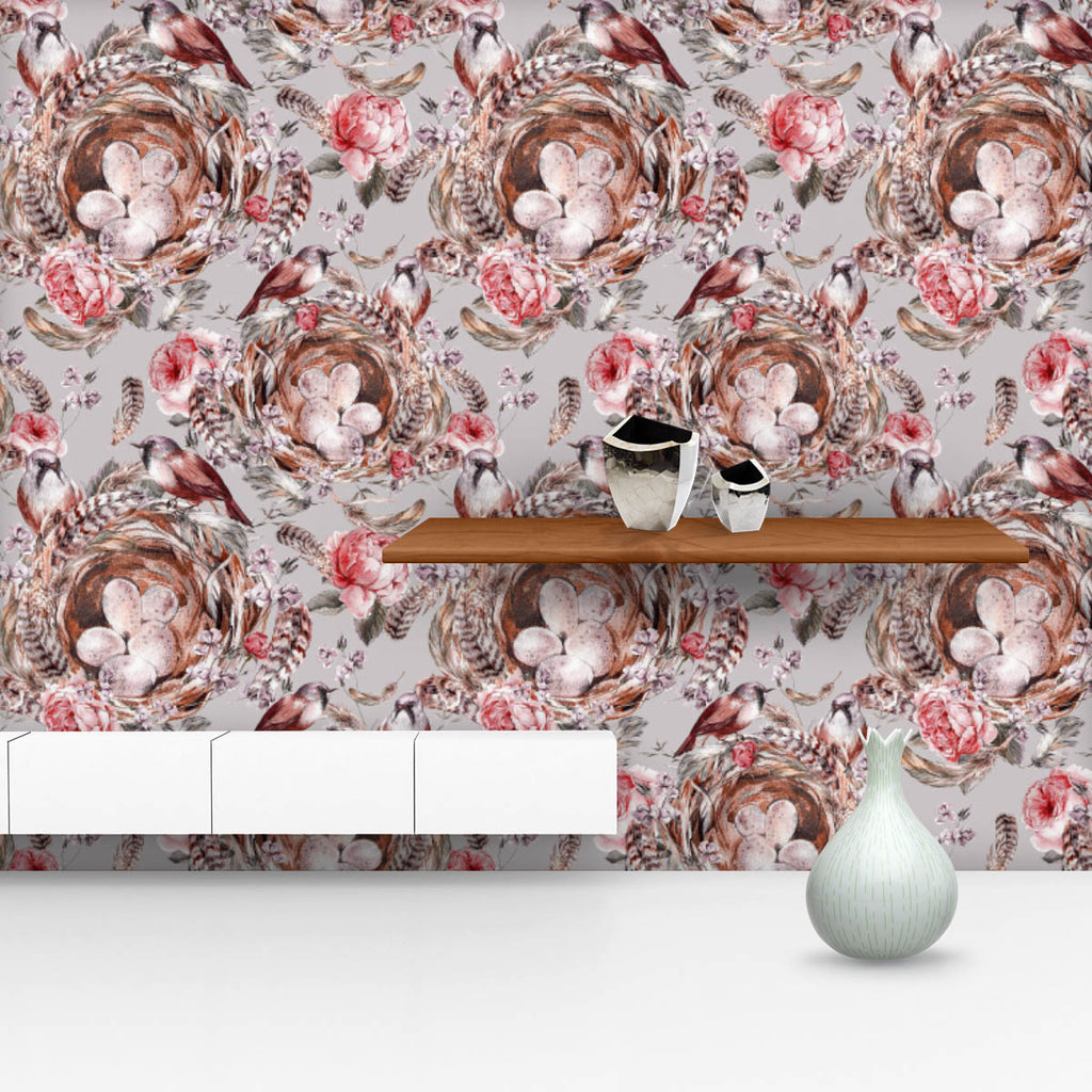 Rose & Birds Wallpaper Roll-Wallpapers Peel & Stick-WAL_PA-IC 5008094 IC 5008094, Ancient, Birds, Botanical, Decorative, Floral, Flowers, Historical, Illustrations, Medieval, Nature, Patterns, Retro, Scenic, Seasons, Vintage, Watercolour, Wedding, rose, wallpaper, roll, background, bird, blossom, boho, card, chic, easter, egg, elegant, feather, flower, illustration, nest, pattern, romantic, seamless, season, shabby, spring, summer, watercolor, wreath, artzfolio, wallpapers for bedroom, wall papers full shee