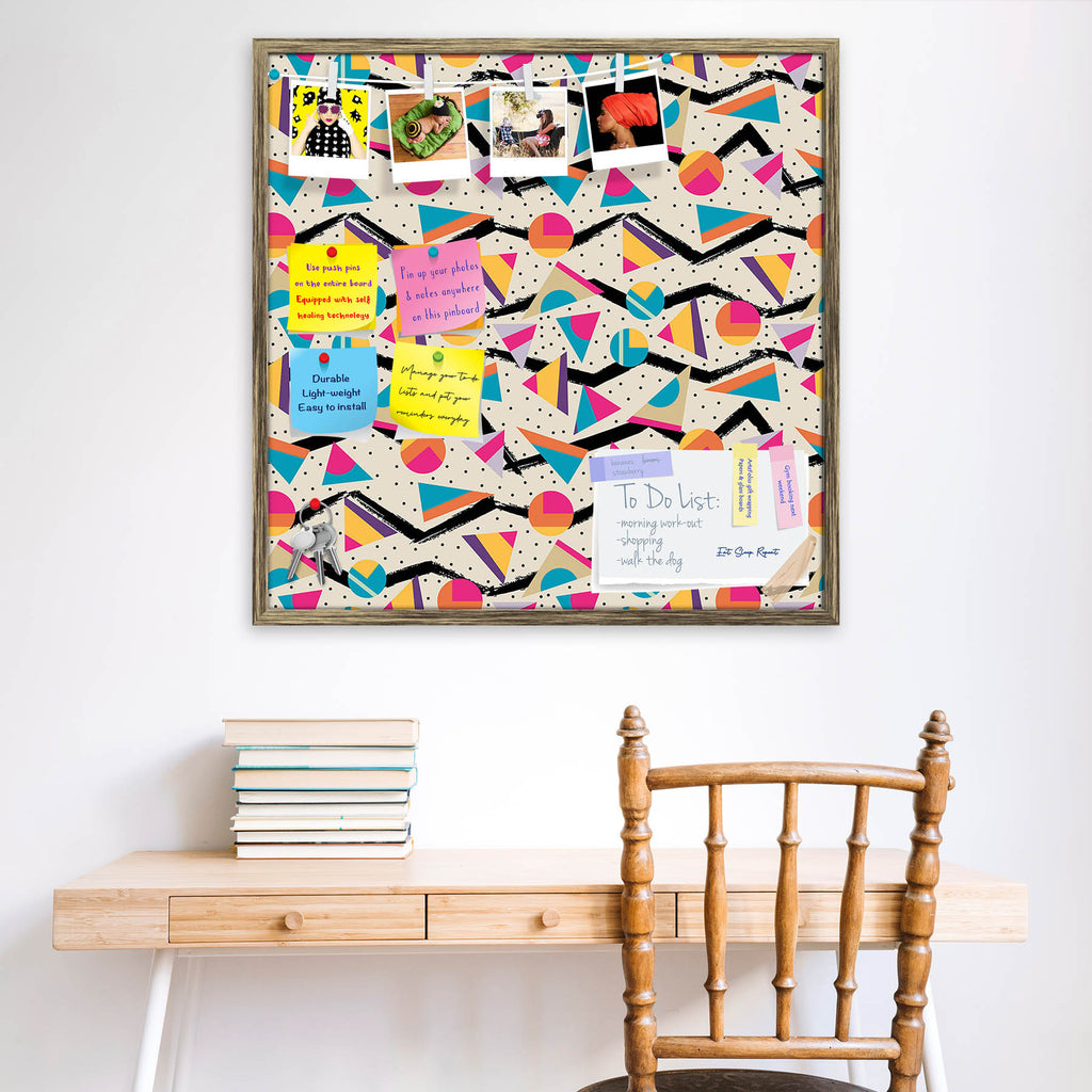 Retro Geometric Pattern D1 Bulletin Board Notice Pin Board Soft Board | Framed-Bulletin Boards Framed-BLB_FR-IC 5008096 IC 5008096, 80s, Abstract Expressionism, Abstracts, Ancient, Art and Paintings, Decorative, Digital, Digital Art, Fashion, Geometric, Geometric Abstraction, Graphic, Hipster, Historical, Illustrations, Medieval, Modern Art, Patterns, Pop Art, Retro, Semi Abstract, Signs, Signs and Symbols, Triangles, Vintage, pattern, d1, bulletin, board, notice, pin, soft, framed, funky, abstract, art, ar