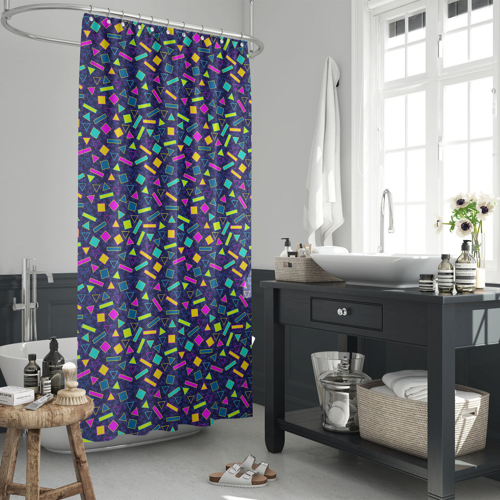 Retro Geometric Pattern D2 Washable Waterproof Shower Curtain-Shower Curtains-CUR_SH_EL-IC 5008097 IC 5008097, 80s, Abstract Expressionism, Abstracts, Ancient, Art and Paintings, Decorative, Digital, Digital Art, Fashion, Geometric, Geometric Abstraction, Graphic, Hipster, Historical, Illustrations, Medieval, Modern Art, Patterns, Pop Art, Retro, Semi Abstract, Signs, Signs and Symbols, Triangles, Vintage, pattern, d2, washable, waterproof, shower, curtain, shapes, funky, shape, textiles, abstract, art, art