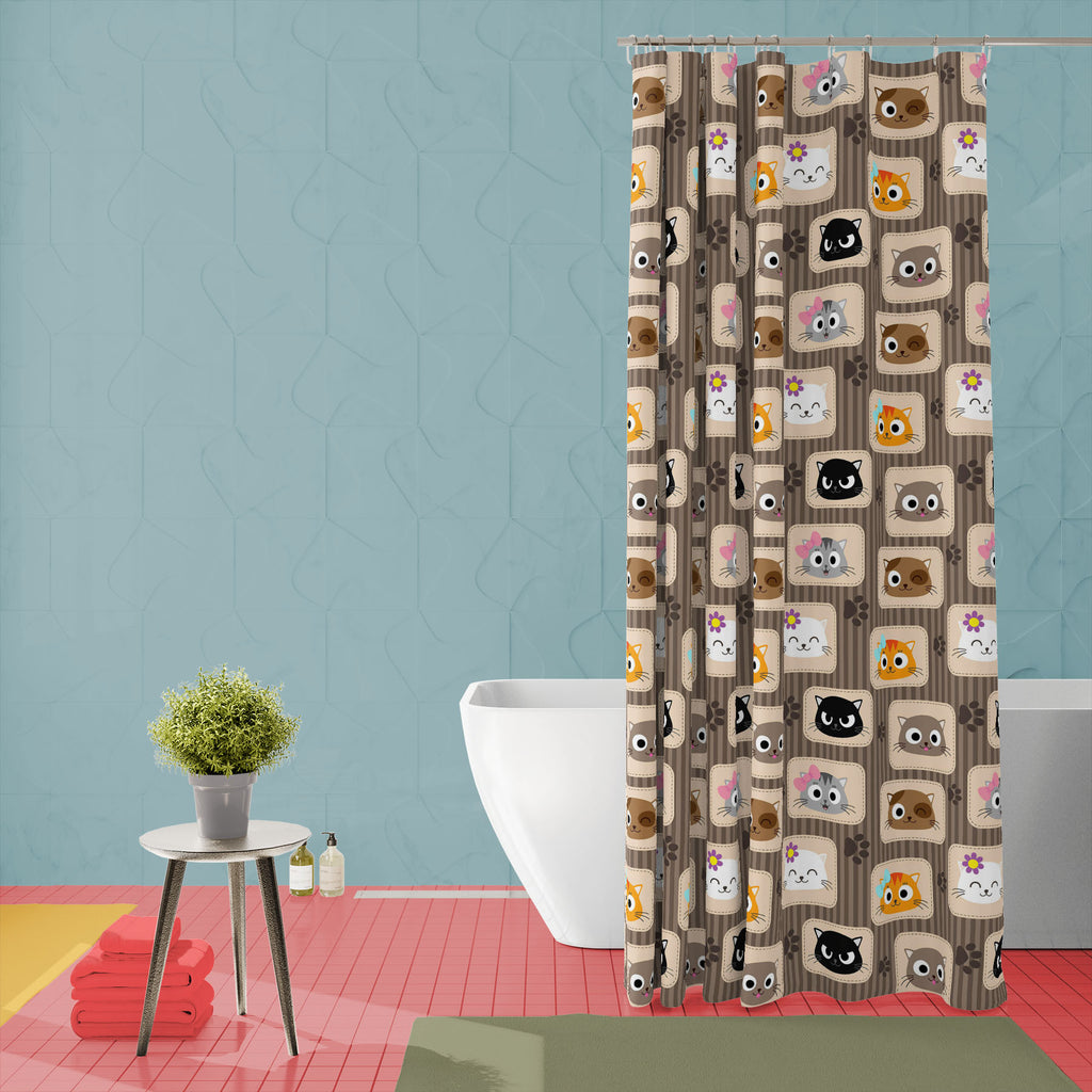Cute Cats Washable Waterproof Shower Curtain-Shower Curtains-CUR_SH_EL-IC 5008100 IC 5008100, Animals, Animated Cartoons, Art and Paintings, Baby, Birthday, Black, Black and White, Books, Botanical, Caricature, Cartoons, Children, Digital, Digital Art, Drawing, Floral, Flowers, Graphic, Icons, Illustrations, Kids, Modern Art, Nature, Patterns, Signs, Signs and Symbols, White, cute, cats, washable, waterproof, shower, curtain, wallpaper, cat, textiles, seamless, pattern, textile, scrapbook, animal, art, back