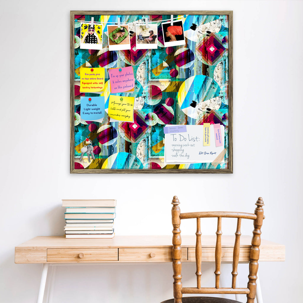 Abstract Circles, Strokes And Splashes Pattern Bulletin Board Notice Pin Board Soft Board | Framed - Bulletin Boards Framed - ArtzFolio.com