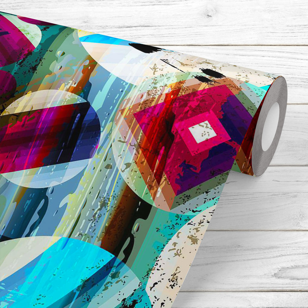 Abstract Circles, Strokes And Splashes Pattern Wallpaper Roll - Wallpapers Peel & Stick - ArtzFolio.com