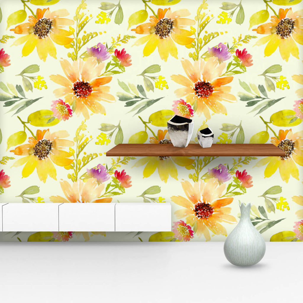 Watercolor Sunflowers Wallpaper Roll-Wallpapers Peel & Stick-WAL_PA-IC 5008107 IC 5008107, Abstract Expressionism, Abstracts, Ancient, Art and Paintings, Botanical, Digital, Digital Art, Drawing, Floral, Flowers, Graphic, Historical, Medieval, Nature, Patterns, Rural, Scenic, Seasons, Semi Abstract, Signs, Signs and Symbols, Vintage, Watercolour, watercolor, sunflowers, wallpaper, roll, flower, abstract, art, artwork, autumn, background, blossom, bright, brown, camomile, chrysanthemum, cloth, colorful, crea