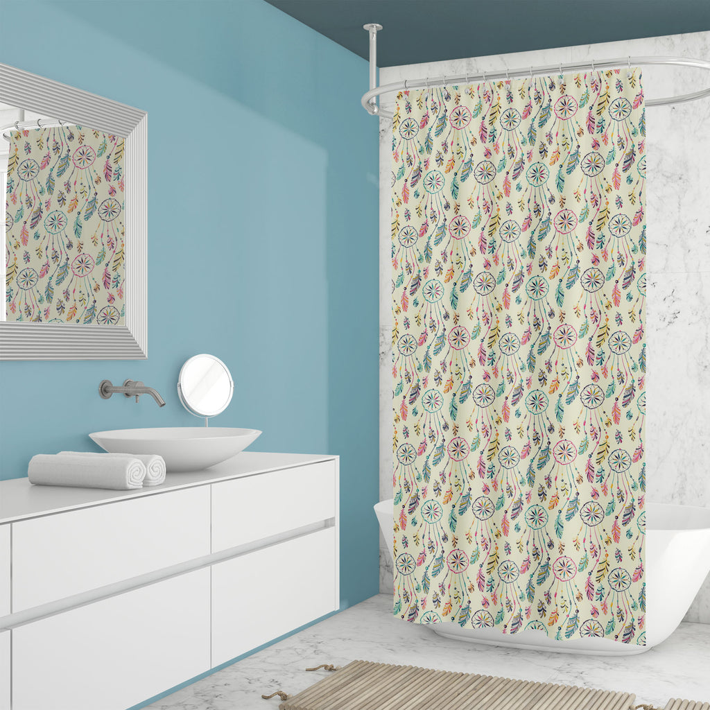 Dream Catcher Pattern D2 Washable Waterproof Shower Curtain-Shower Curtains-CUR_SH_EL-IC 5008109 IC 5008109, American, Ancient, Art and Paintings, Birds, Circle, Culture, Decorative, Digital, Digital Art, Drawing, Ethnic, Graphic, Historical, Illustrations, Indian, Medieval, Patterns, Signs, Signs and Symbols, Sketches, Symbols, Traditional, Tribal, Vintage, World Culture, dream, catcher, pattern, d2, washable, waterproof, shower, curtain, native, art, bead, beautiful, bird, card, colorful, defense, design,