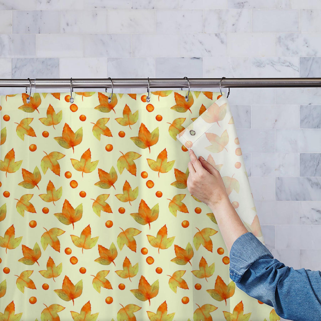 Watercolor Autumn Leaves Washable Waterproof Shower Curtain-Shower Curtains-CUR_SH_EL-IC 5008130 IC 5008130, Botanical, Drawing, Fashion, Floral, Flowers, Illustrations, Nature, Patterns, Scenic, Seasons, Signs, Signs and Symbols, Sketches, Watercolour, watercolor, autumn, leaves, washable, waterproof, shower, curtain, background, beautiful, colore, creative, creativity, decor, decoration, design, drawn, effect, elegance, elegant, element, hand, illustration, image, interior, objects, painted, pattern, plan