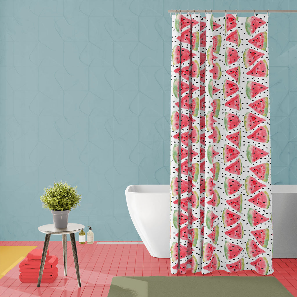Watercolor Watermelon Pattern Washable Waterproof Shower Curtain-Shower Curtains-CUR_SH_EL-IC 5008131 IC 5008131, Black and White, Cuisine, Digital, Digital Art, Drawing, Food, Food and Beverage, Food and Drink, Fruit and Vegetable, Fruits, Graphic, Illustrations, Nature, Patterns, Scenic, Signs, Signs and Symbols, Sketches, Watercolour, White, watercolor, watermelon, pattern, washable, waterproof, shower, curtain, backdrop, background, bright, colore, colorful, cool, decor, design, dessert, fabric, fresh, 