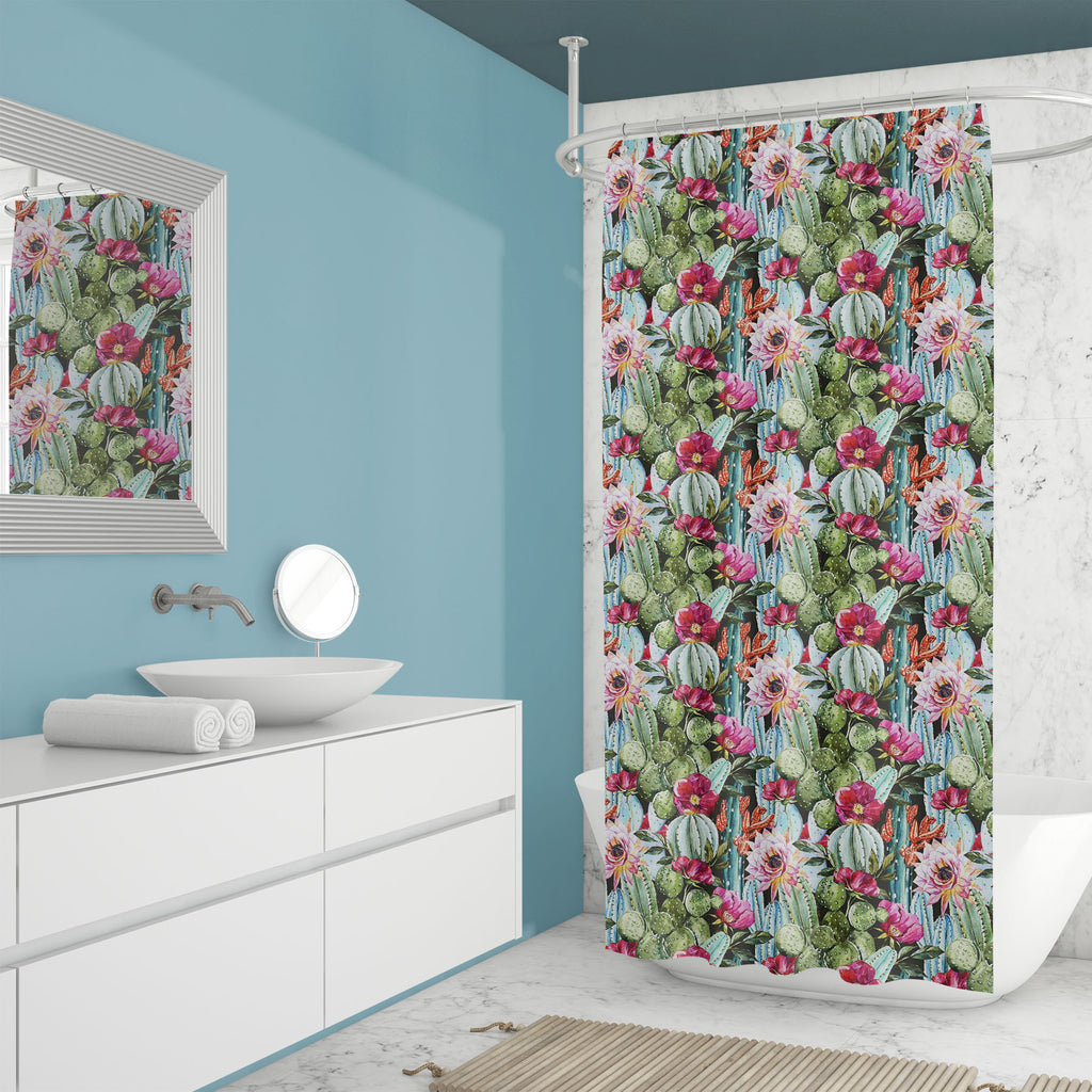 Watercolor Cactus D3 Washable Waterproof Shower Curtain-Shower Curtains-CUR_SH_EL-IC 5008143 IC 5008143, Abstract Expressionism, Abstracts, Ancient, Animated Cartoons, Art and Paintings, Black, Black and White, Botanical, Calligraphy, Caricature, Cartoons, Digital, Digital Art, Drawing, Fashion, Floral, Flowers, Graphic, Hand Drawn, Hawaiian, Historical, Icons, Illustrations, Inspirational, Medieval, Motivation, Motivational, Nature, Patterns, Quotes, Retro, Scenic, Semi Abstract, Signs, Signs and Symbols, 