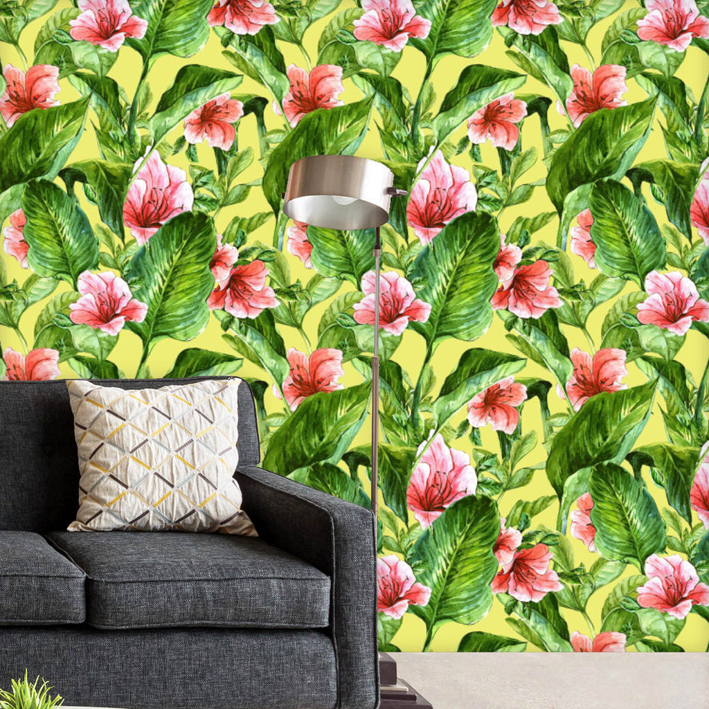 Tropical Leaves & Hibiscus Flowers D1 Wallpaper Roll-Wallpapers Peel & Stick-WAL_PA-IC 5008144 IC 5008144, Abstract Expressionism, Abstracts, Ancient, Art and Paintings, Black and White, Botanical, Drawing, Fashion, Floral, Flowers, Hawaiian, Historical, Illustrations, Medieval, Nature, Paintings, Patterns, Scenic, Semi Abstract, Tropical, Vintage, Watercolour, White, leaves, hibiscus, d1, wallpaper, roll, flower, abstract, aloha, aquarelle, art, background, bouquet, colorful, decoration, exotic, fabric, fl