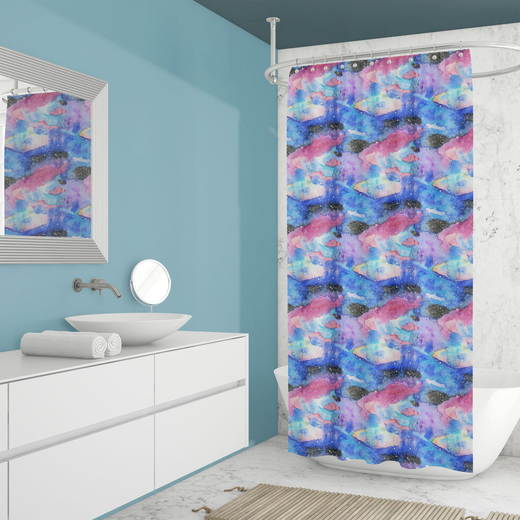 Watercolor Modern Galaxy D1 Washable Waterproof Shower Curtain-Shower Curtains-CUR_SH_EL-IC 5008151 IC 5008151, Abstract Expressionism, Abstracts, Art and Paintings, Astrology, Astronomy, Black, Black and White, Cosmology, Digital, Digital Art, Fantasy, Graphic, Horoscope, Illustrations, Modern Art, Nature, Patterns, Scenic, Semi Abstract, Signs, Signs and Symbols, Space, Splatter, Stars, Sun Signs, Watercolour, Zodiac, watercolor, modern, galaxy, d1, washable, waterproof, shower, curtain, abstract, art, ba