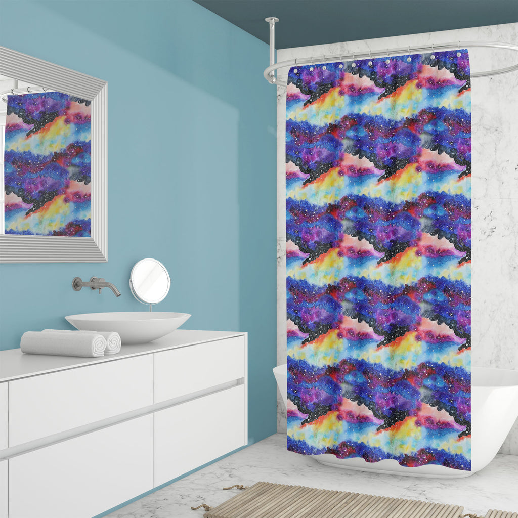 Watercolor Modern Galaxy D2 Washable Waterproof Shower Curtain-Shower Curtains-CUR_SH_EL-IC 5008152 IC 5008152, Abstract Expressionism, Abstracts, Art and Paintings, Astrology, Astronomy, Black, Black and White, Cosmology, Digital, Digital Art, Fantasy, Graphic, Horoscope, Illustrations, Modern Art, Nature, Patterns, Scenic, Semi Abstract, Signs, Signs and Symbols, Space, Splatter, Stars, Sun Signs, Watercolour, Zodiac, watercolor, modern, galaxy, d2, washable, waterproof, shower, curtain, abstract, art, ba