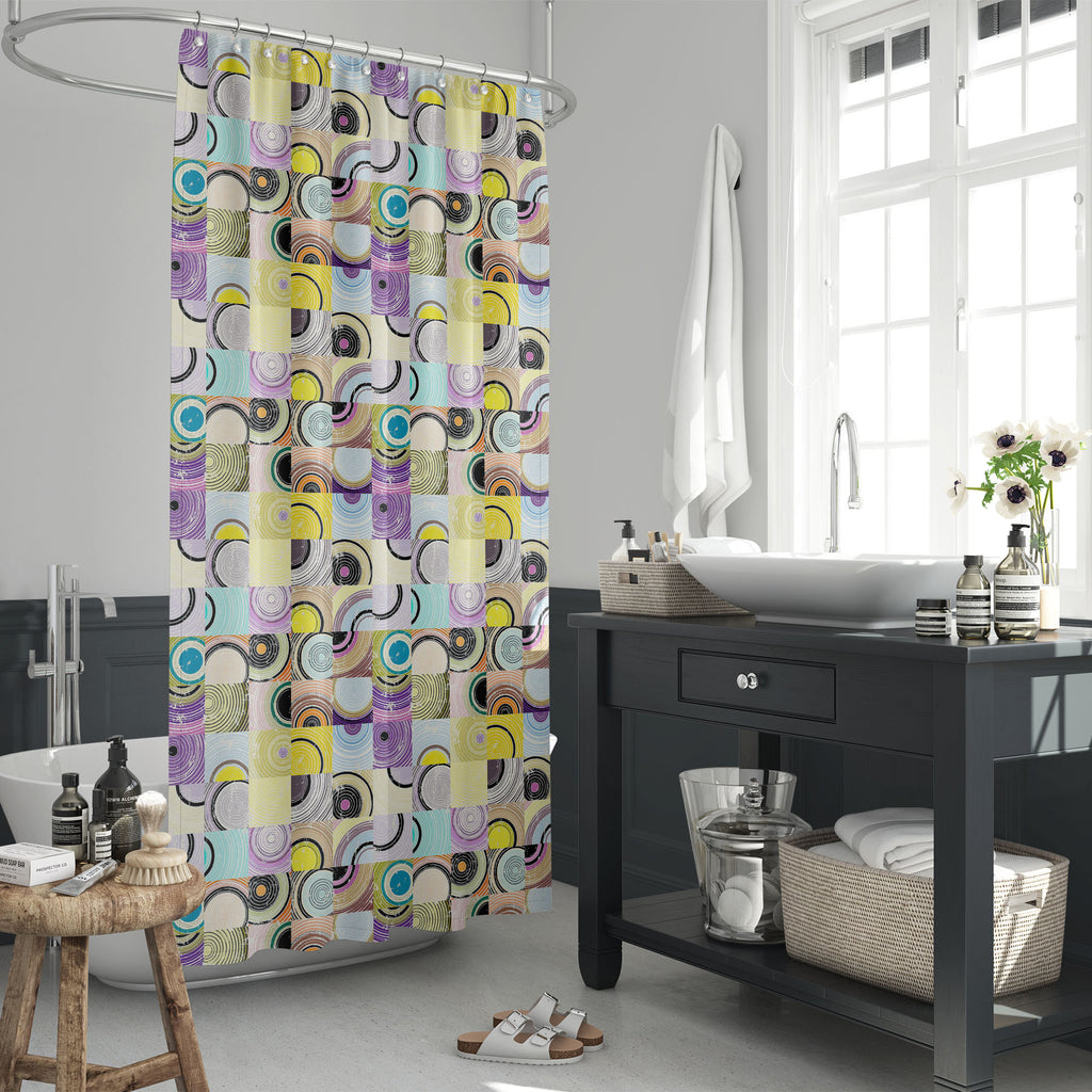 Circles, Squares & Strokes Pattern D3 Washable Waterproof Shower Curtain-Shower Curtains-CUR_SH_EL-IC 5008157 IC 5008157, Abstract Expressionism, Abstracts, Ancient, Art and Paintings, Botanical, Circle, Digital, Digital Art, Dots, Floral, Flowers, Geometric, Geometric Abstraction, Graffiti, Graphic, Historical, Illustrations, Medieval, Nature, Patterns, Pop Art, Retro, Semi Abstract, Signs, Signs and Symbols, Splatter, Vintage, Watercolour, circles, squares, strokes, pattern, d3, washable, waterproof, show