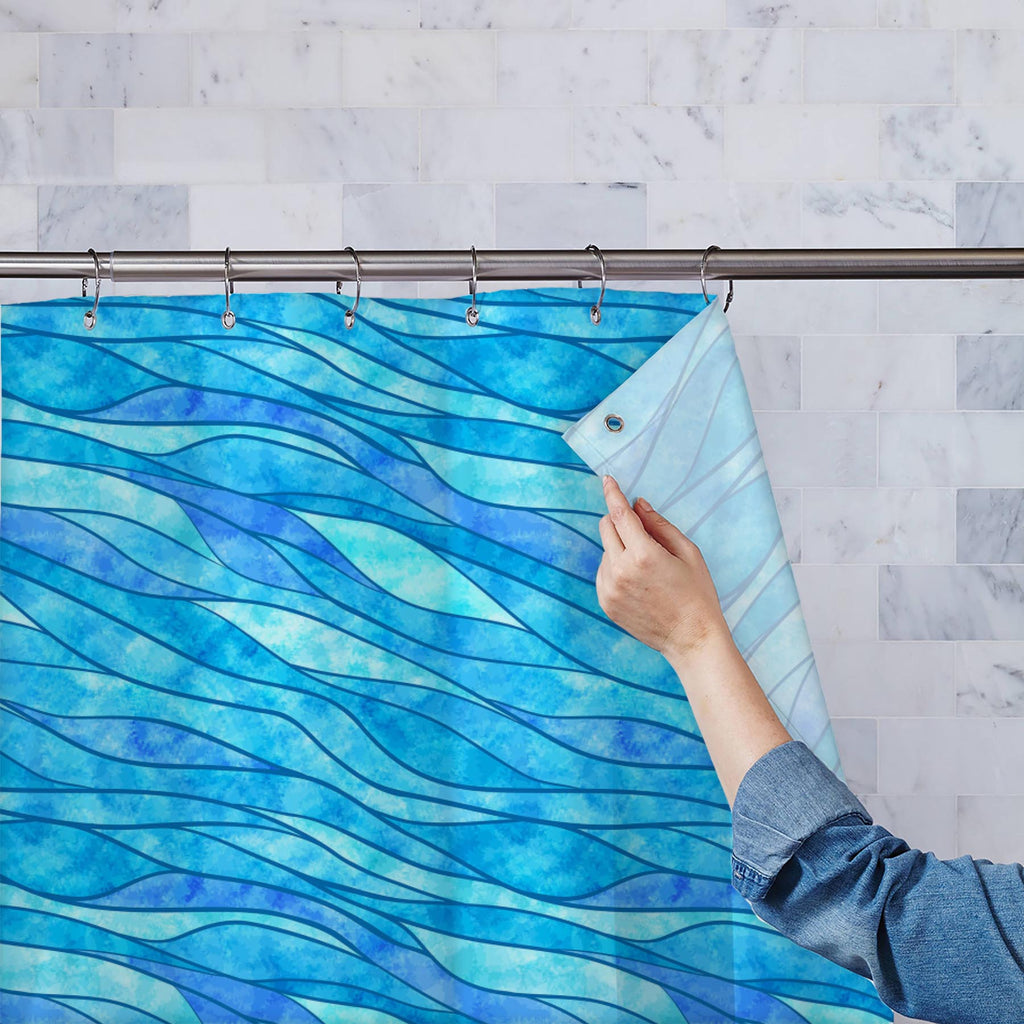 Watercolor Wavy Lines Washable Waterproof Shower Curtain-Shower Curtains-CUR_SH_EL-IC 5008167 IC 5008167, Abstract Expressionism, Abstracts, Ancient, Art and Paintings, Black and White, Decorative, Digital, Digital Art, Drawing, Graphic, Historical, Illustrations, Medieval, Modern Art, Patterns, Retro, Semi Abstract, Signs, Signs and Symbols, Stripes, Vintage, Watercolour, White, watercolor, wavy, lines, washable, waterproof, shower, curtain, abstract, art, backdrop, background, blue, blur, card, cover, cre