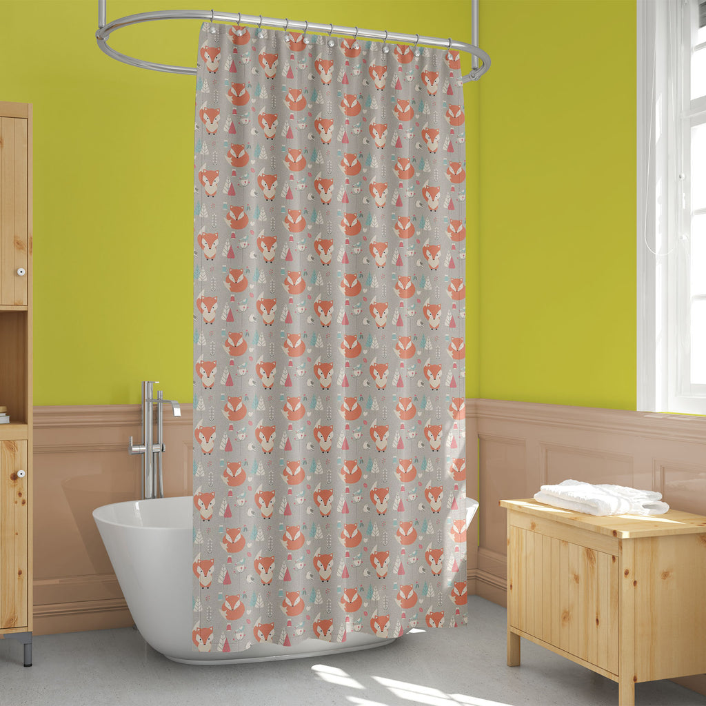 Christmas Baby Fox Pattern Washable Waterproof Shower Curtain-Shower Curtains-CUR_SH_EL-IC 5008170 IC 5008170, Animals, Animated Cartoons, Art and Paintings, Baby, Birds, Black and White, Botanical, Caricature, Cartoons, Children, Christianity, Decorative, Festivals and Occasions, Festive, Floral, Flowers, Hearts, Holidays, Illustrations, Kids, Love, Nature, Patterns, Romance, Seasons, Signs, Signs and Symbols, White, christmas, fox, pattern, washable, waterproof, shower, curtain, cute, cartoon, seamless, a