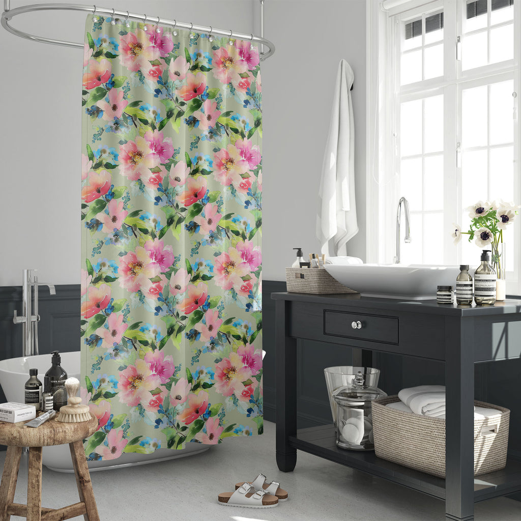 Watercolor Flowers Pattern D3 Washable Waterproof Shower Curtain-Shower Curtains-CUR_SH_EL-IC 5008176 IC 5008176, Ancient, Art and Paintings, Black and White, Botanical, Drawing, Fashion, Floral, Flowers, Historical, Illustrations, Medieval, Nature, Patterns, Retro, Scenic, Signs, Signs and Symbols, Vintage, Watercolour, Wedding, White, watercolor, pattern, d3, washable, waterproof, shower, curtain, flower, background, seamless, textile, fabric, art, beauty, bloom, blossom, bouquet, bunch, casual, celebrati
