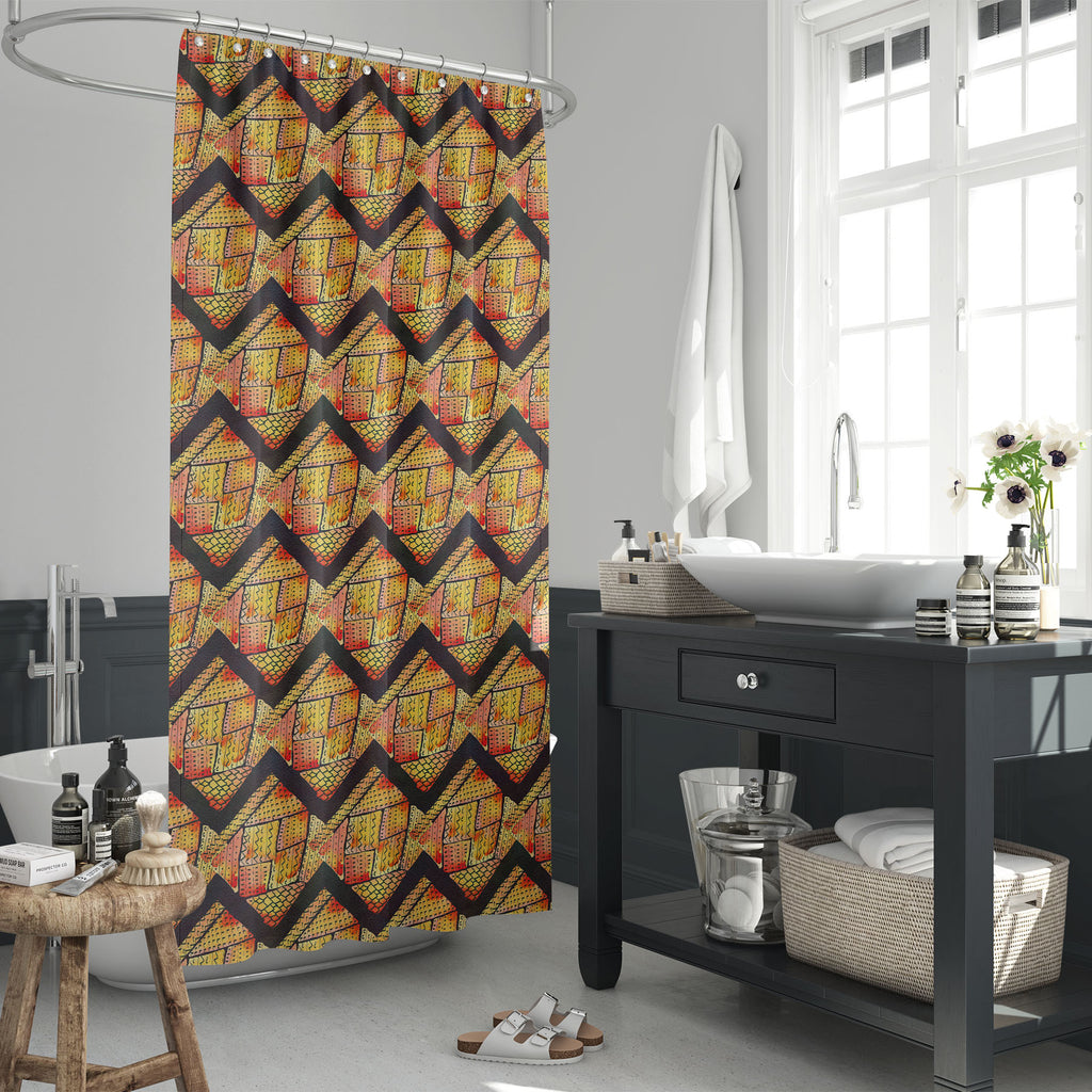 Abstract Geometric Pattern D4 Washable Waterproof Shower Curtain - Shower Curtains - ArtzFolio.com