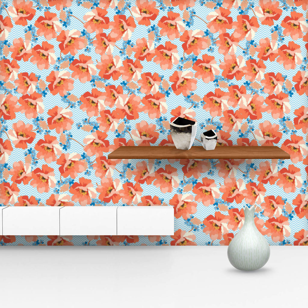 Blue And Coral Flowers Wallpaper Roll-Wallpapers Peel & Stick-WAL_PA-IC 5008180 IC 5008180, Ancient, Art and Paintings, Baby, Birthday, Black and White, Botanical, Chevron, Children, Floral, Flowers, Historical, Holidays, Illustrations, Kids, Love, Medieval, Nature, Patterns, Romance, Scenic, Signs, Signs and Symbols, Victorian, Vintage, White, blue, and, coral, wallpaper, roll, art, background, beautiful, bloom, blossom, bouquet, childrens, decoration, design, elegance, feminine, flora, flower, holiday, il