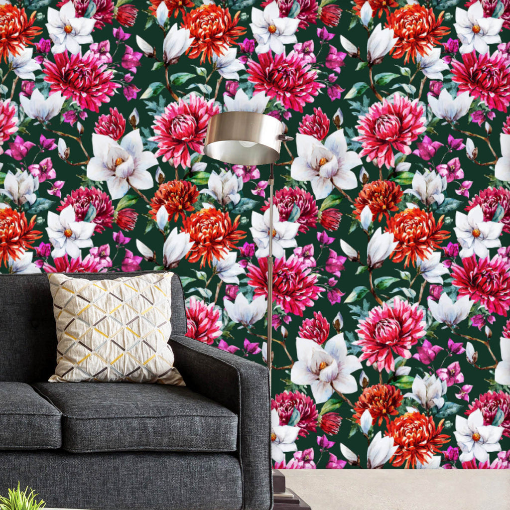 Watercolor Chrysanthemum & Magnolia Pattern Wallpaper Roll-Wallpapers Peel & Stick-WAL_PA-IC 5008189 IC 5008189, Art and Paintings, Black and White, Botanical, Drawing, English, Floral, Flowers, Illustrations, Nature, Paintings, Patterns, Scenic, Signs, Signs and Symbols, Watercolour, White, watercolor, chrysanthemum, magnolia, pattern, wallpaper, roll, art, background, branch, decoration, design, fabric, flower, illustration, image, new, ornament, painting, pink, plant, popular, red, seamless, spring, stru