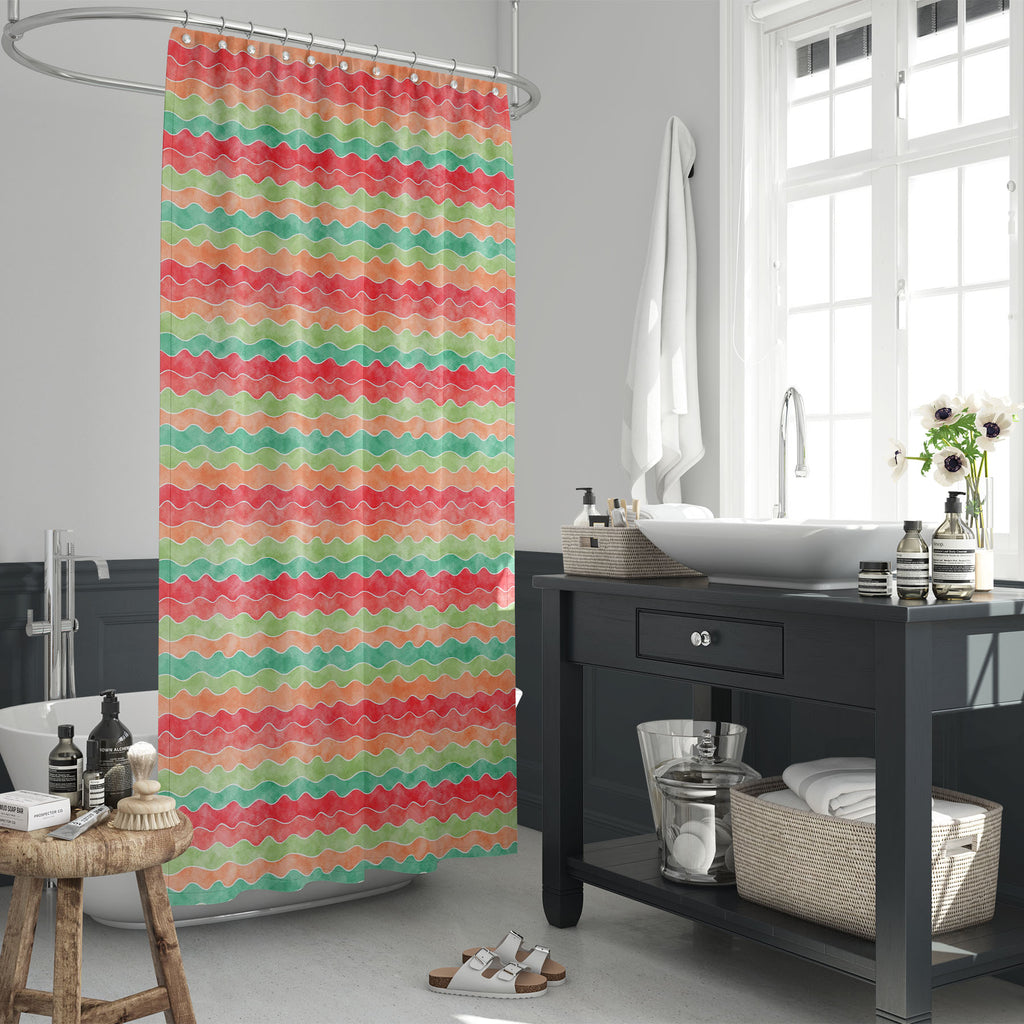 Watercolor Waves D1 Washable Waterproof Shower Curtain-Shower Curtains-CUR_SH_EL-IC 5008191 IC 5008191, Abstract Expressionism, Abstracts, Art and Paintings, Black and White, Decorative, Digital, Digital Art, Drawing, Graphic, Illustrations, Modern Art, Patterns, Semi Abstract, Signs, Signs and Symbols, Stripes, Watercolour, White, watercolor, waves, d1, washable, waterproof, shower, curtain, abstract, art, backdrop, background, blue, cover, creative, curl, curve, decor, decoration, design, doodle, drawn, e