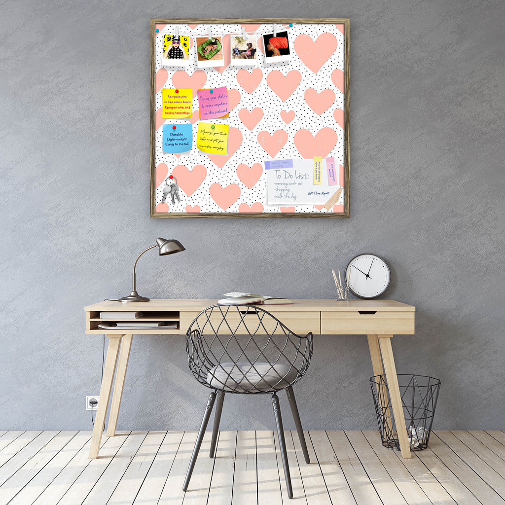 Abstract Hearts & Dots Bulletin Board Notice Pin Board Soft Board | Framed - Bulletin Boards Framed - ArtzFolio.com